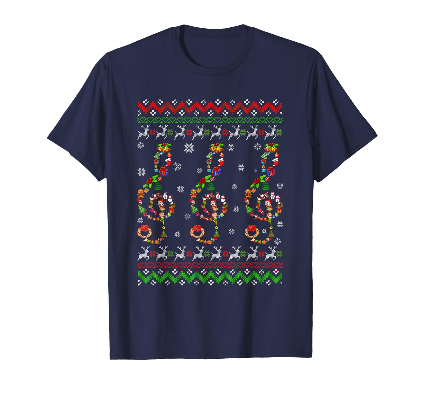 Music Note Christmas Ugly Sweater Musical Teacher T-Shirt