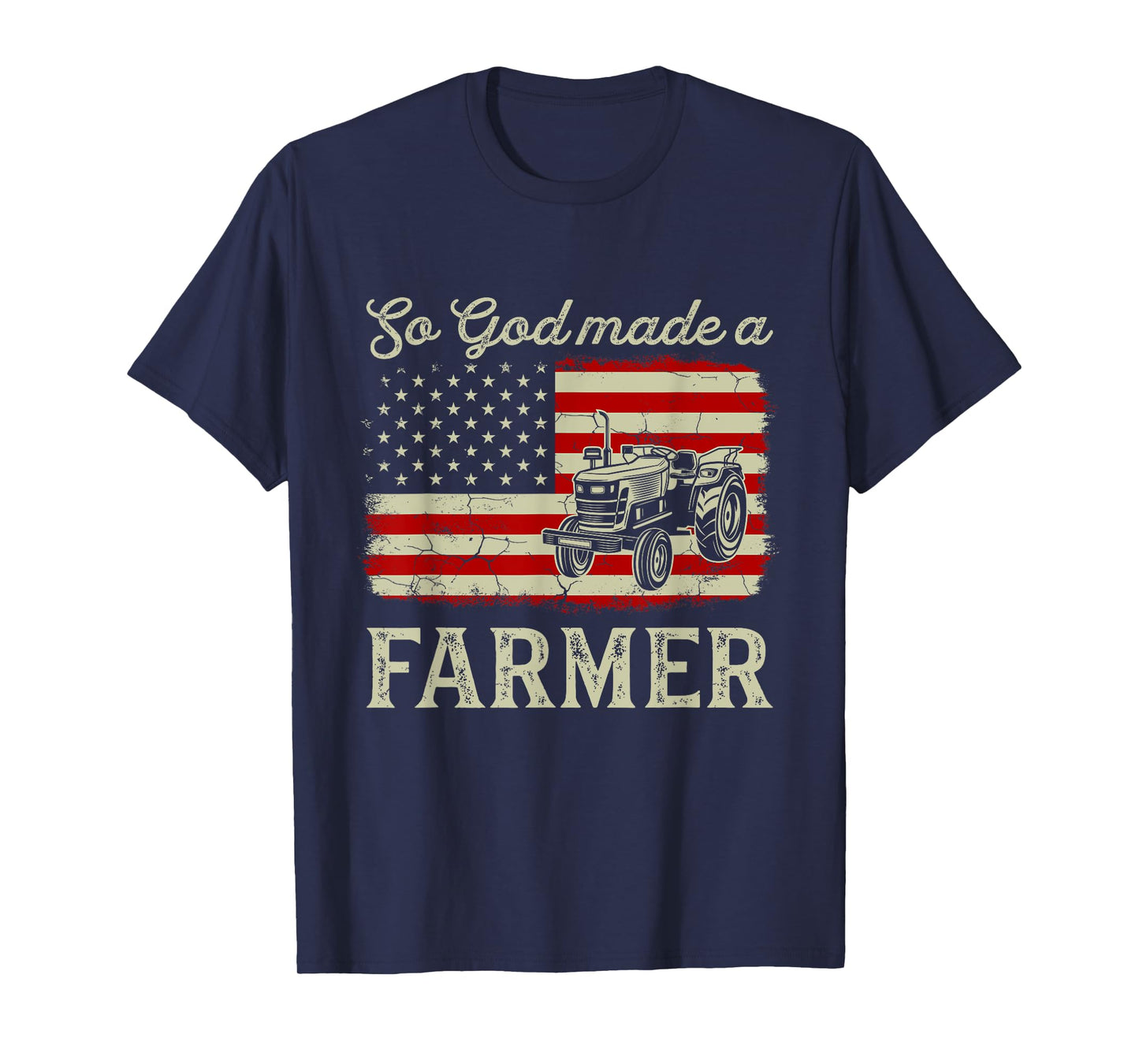 Vintage Old American Flag Patriotic So God Made A Farmer T-Shirt