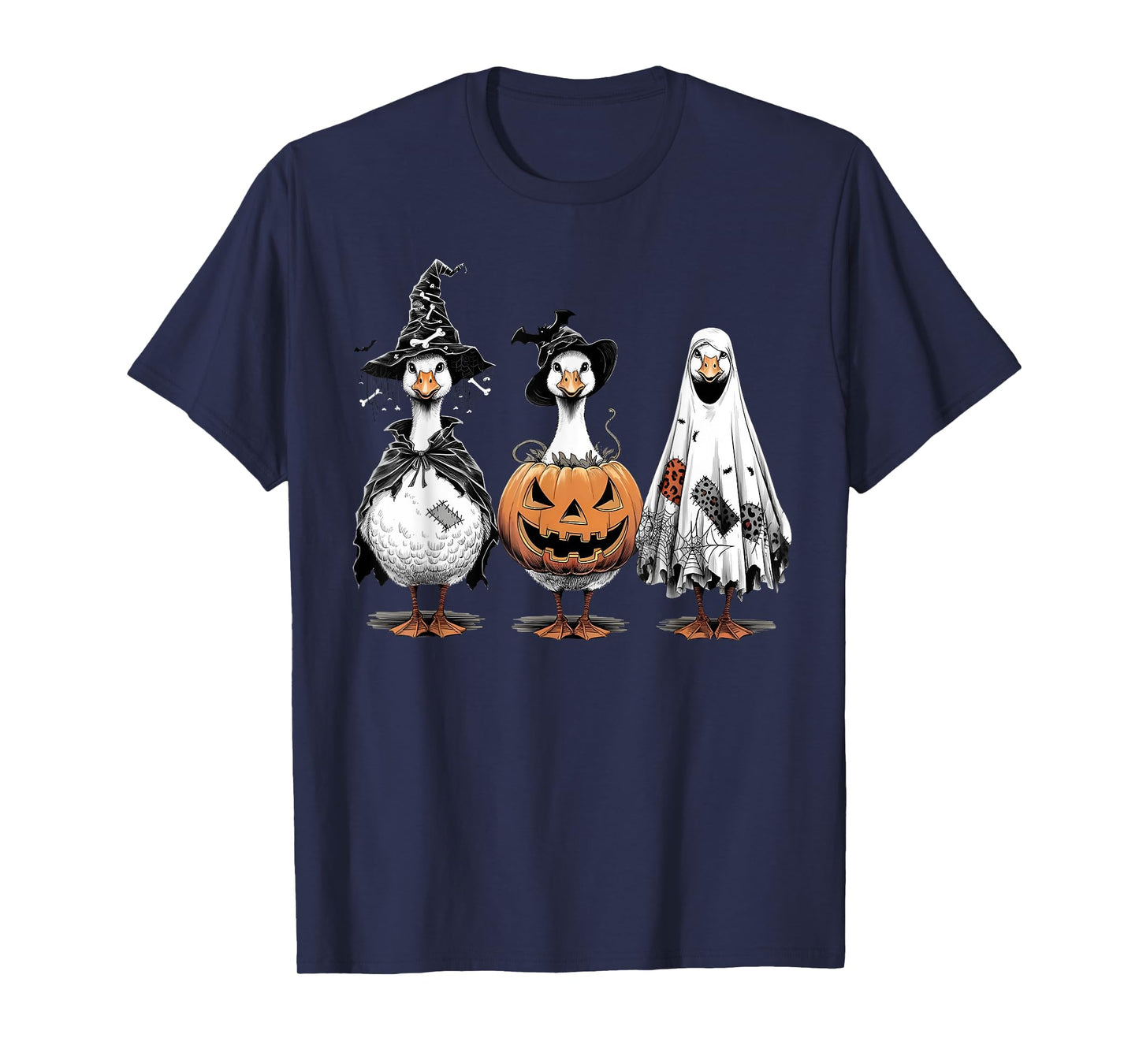 Spooky Season Halloween Goose Ghost Witch Jack O Lantern T-Shirt