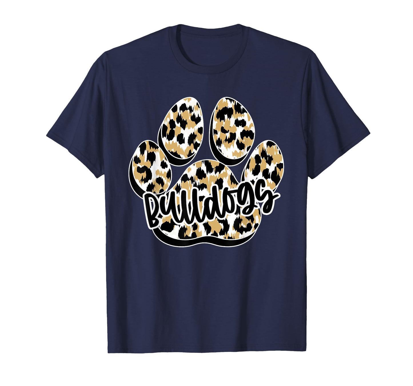 Gold Bulldogs Leopard Paw Print Leopard School Mascot T-Shirt
