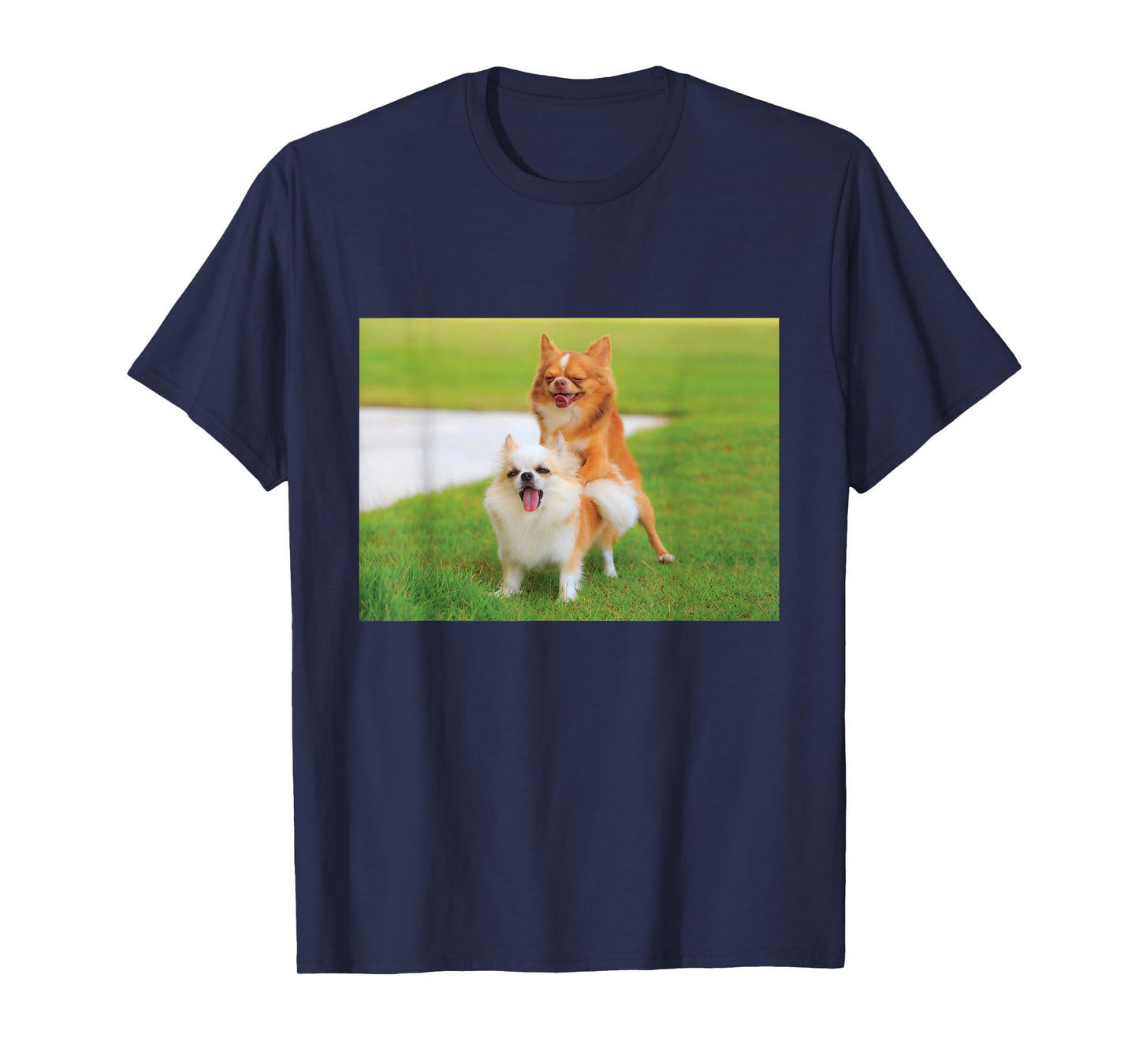 Fun Two Dogs Humping Chihuahua Pet Owner Humor Dog Lover T-Shirt