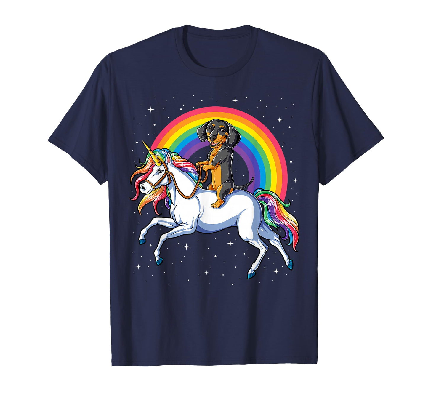 Dachshund Unicorn Girls Space Galaxy Rainbow Dog T-Shirt