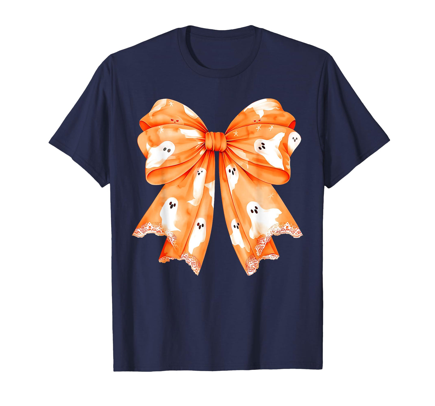 Halloween Girls Coquette Bow Cute Ghost Costume T-Shirt