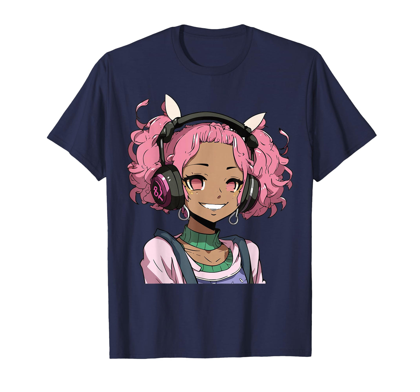 Anime and Music Black Girl Anime Merch Afro African American T-Shirt