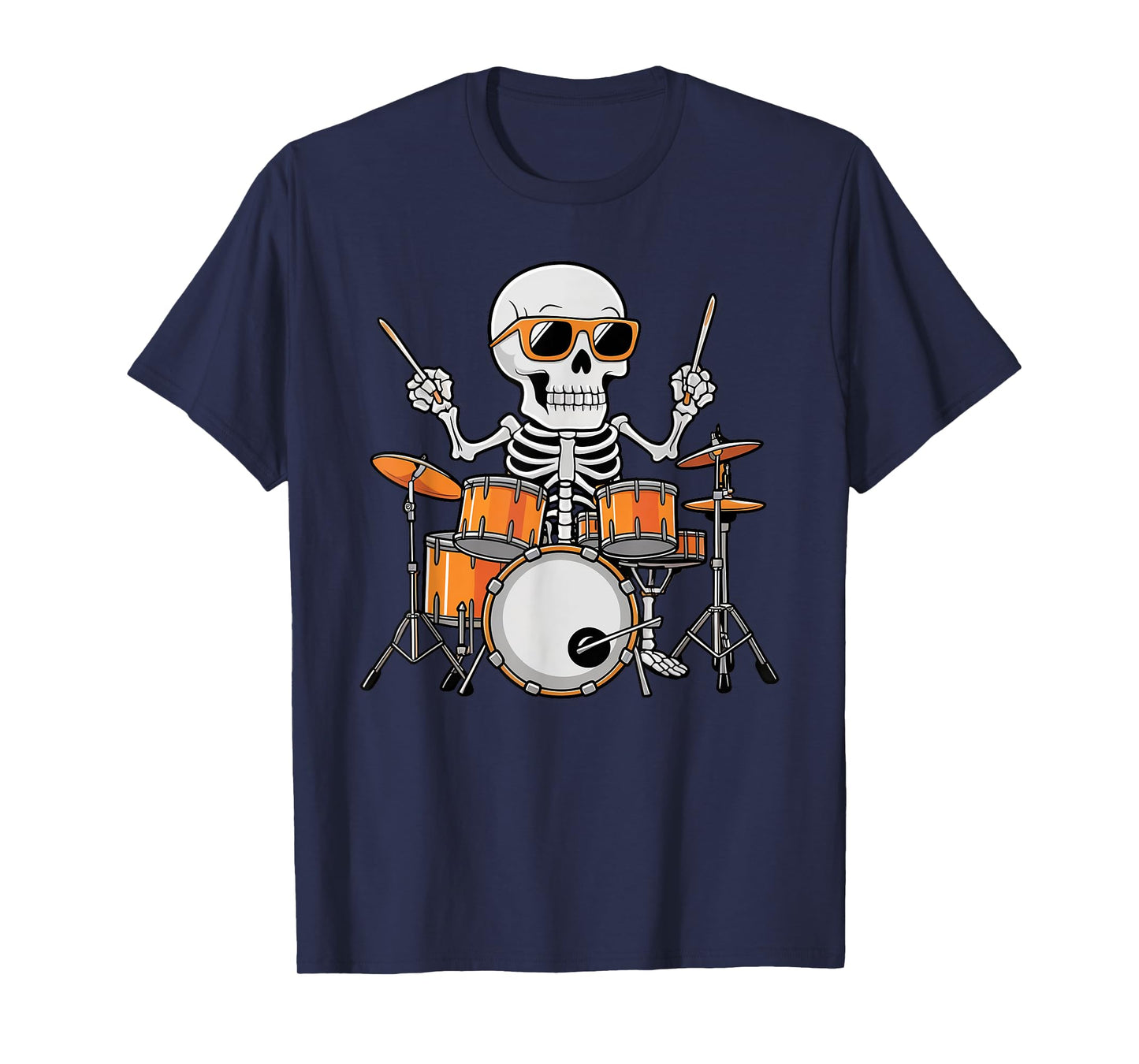 Skeleton Playing Drum Rock & Roll Boys Kids Halloween Funny T-Shirt