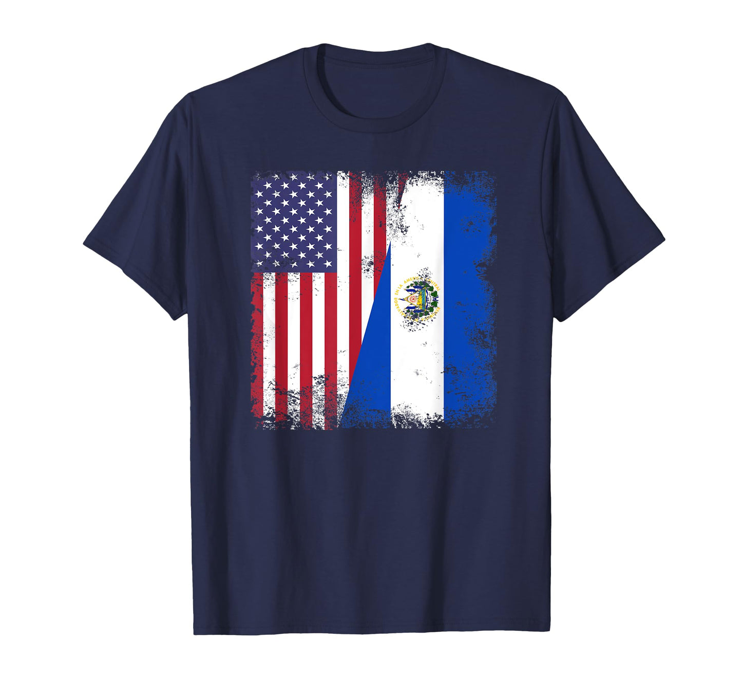 Half Salvadoran Flag | Vintage El Salvador USA Gift T-Shirt