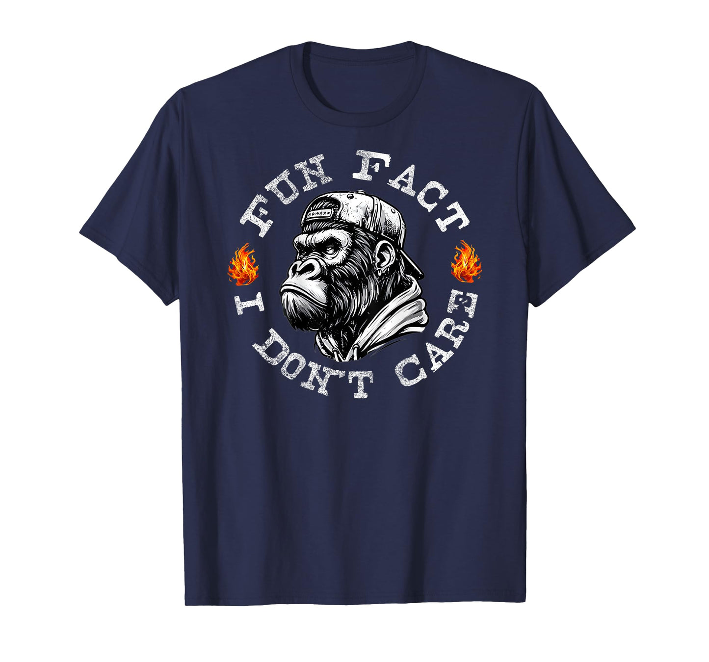 (ON BACK) Fun Fact I Don't Care Cool Grandpa Gorillas Funny T-Shirt
