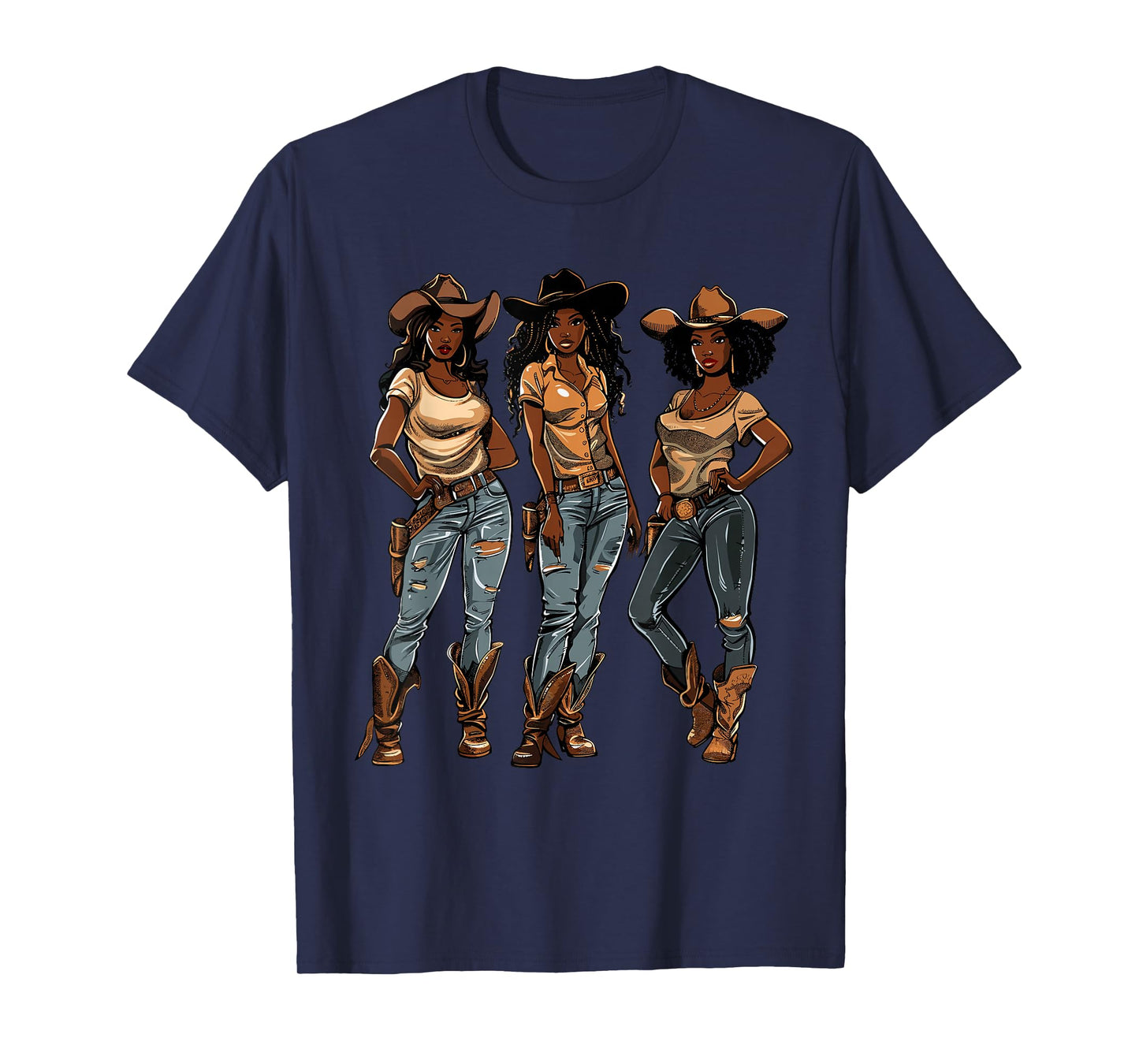 Black African American Cowgirl Western Country Texas Rodeo T-Shirt