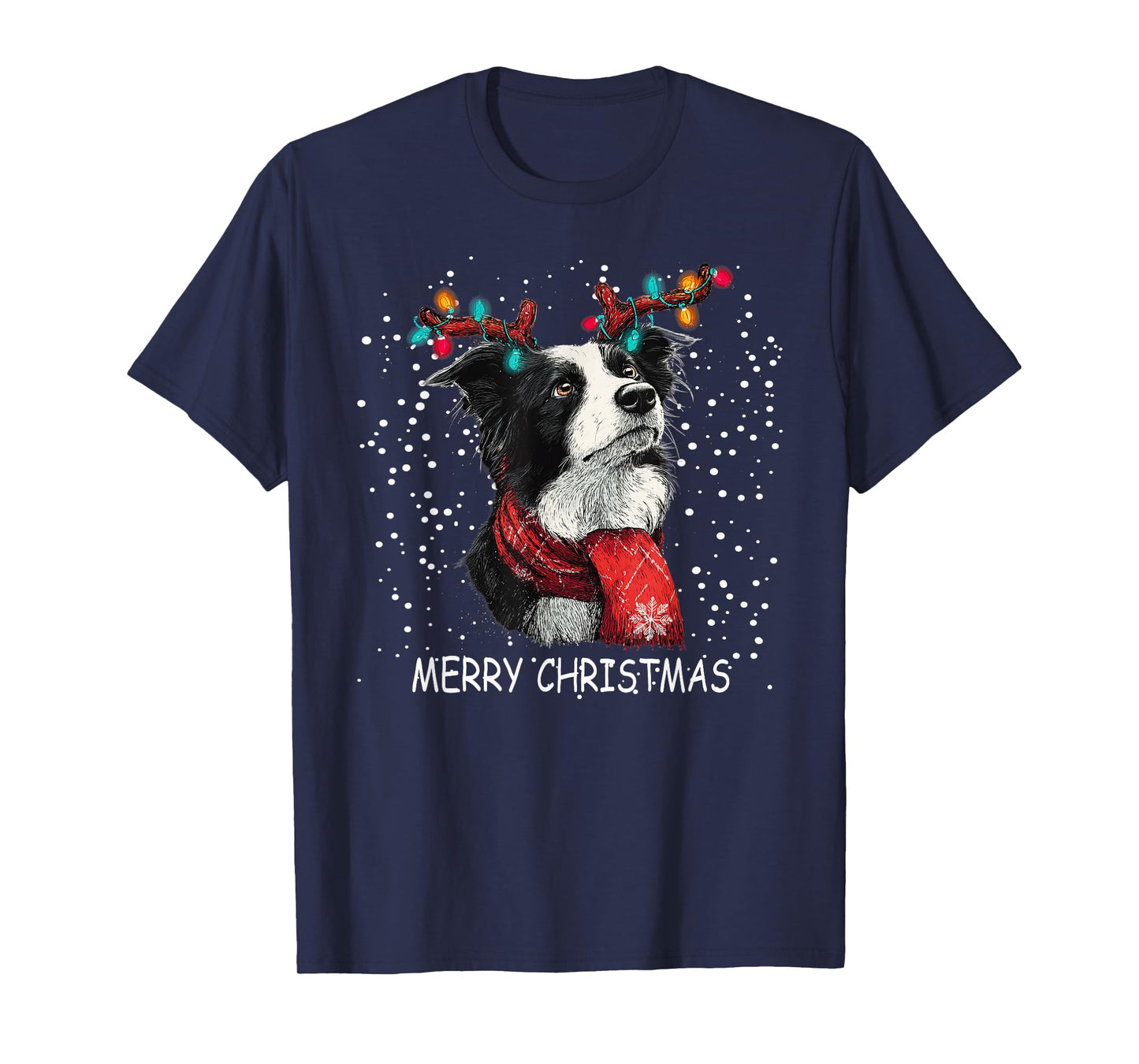 Womens Border Collie Dog Xmas Santa Hat Scarf Christma T-Shirt