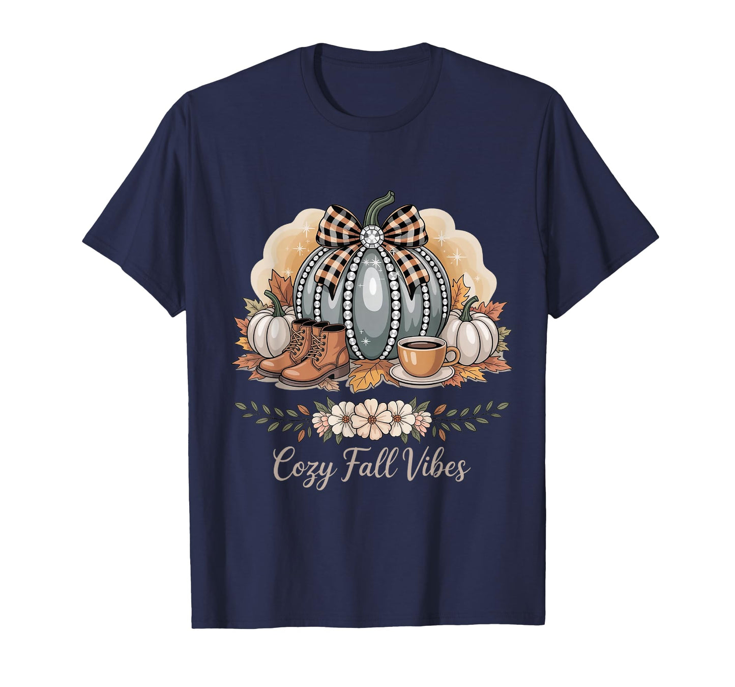 Cozy Fall Vibes Autumn Pumpkin Season Thanksgiving Women T-Shirt