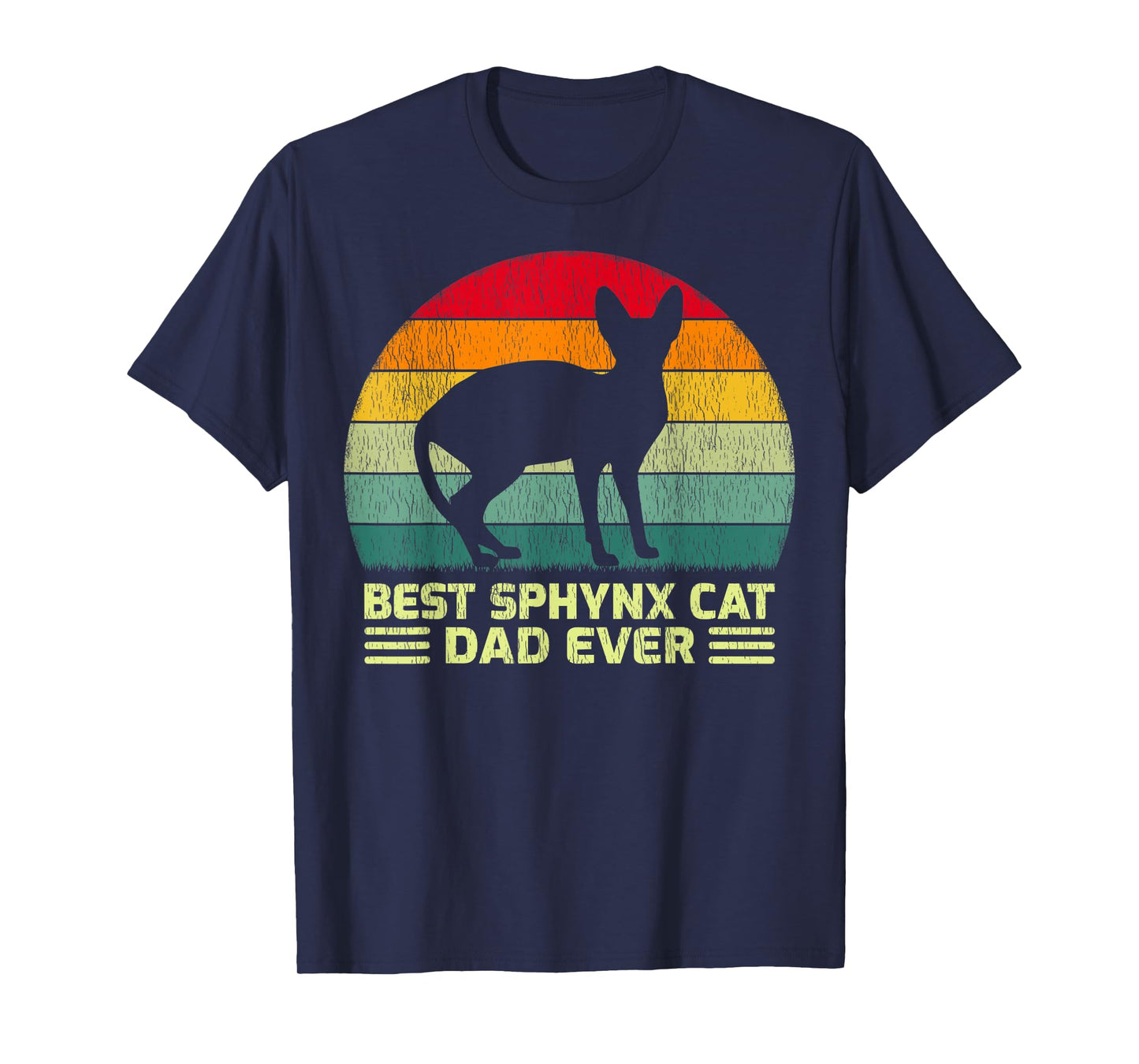 Funny Vintage Best Sphynx Cat Dad Ever Father's Day Men T-Shirt
