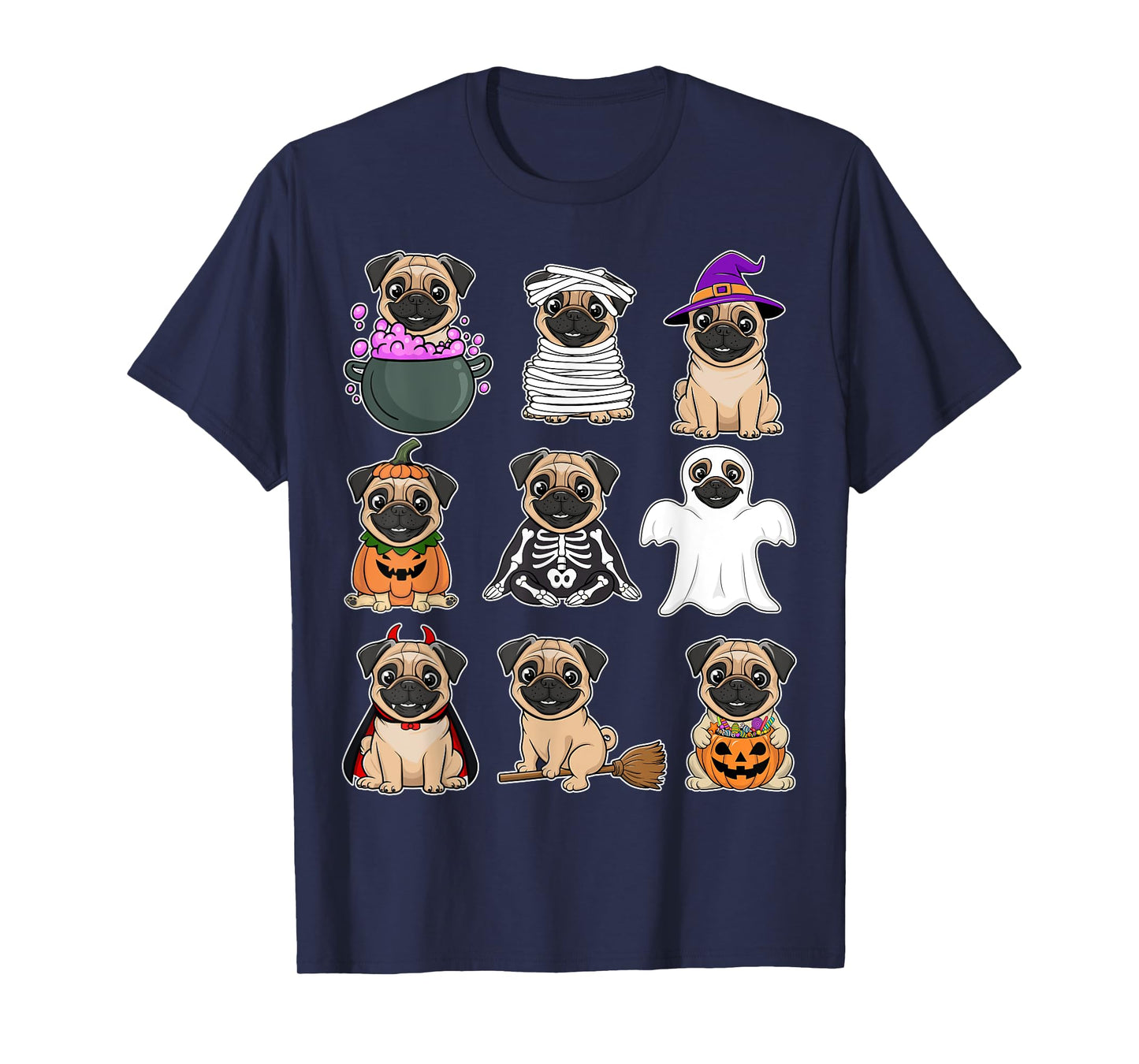 Pug Halloween Costume Spooky Ghost Pumpkin Pug Halloween T-Shirt