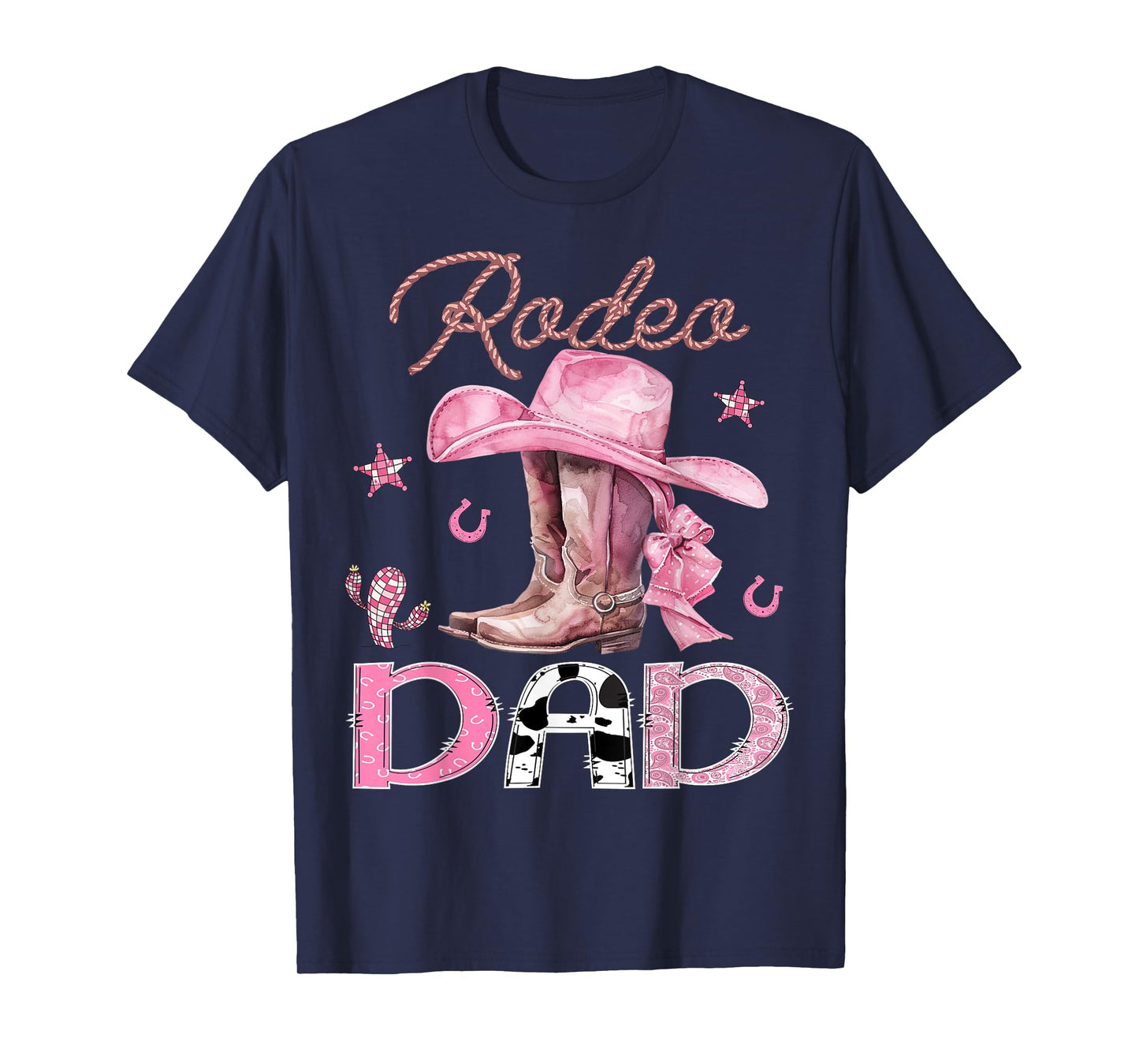 Rodeo Dad Pink Boots Coquette CowGirl Birthday Party T-Shirt