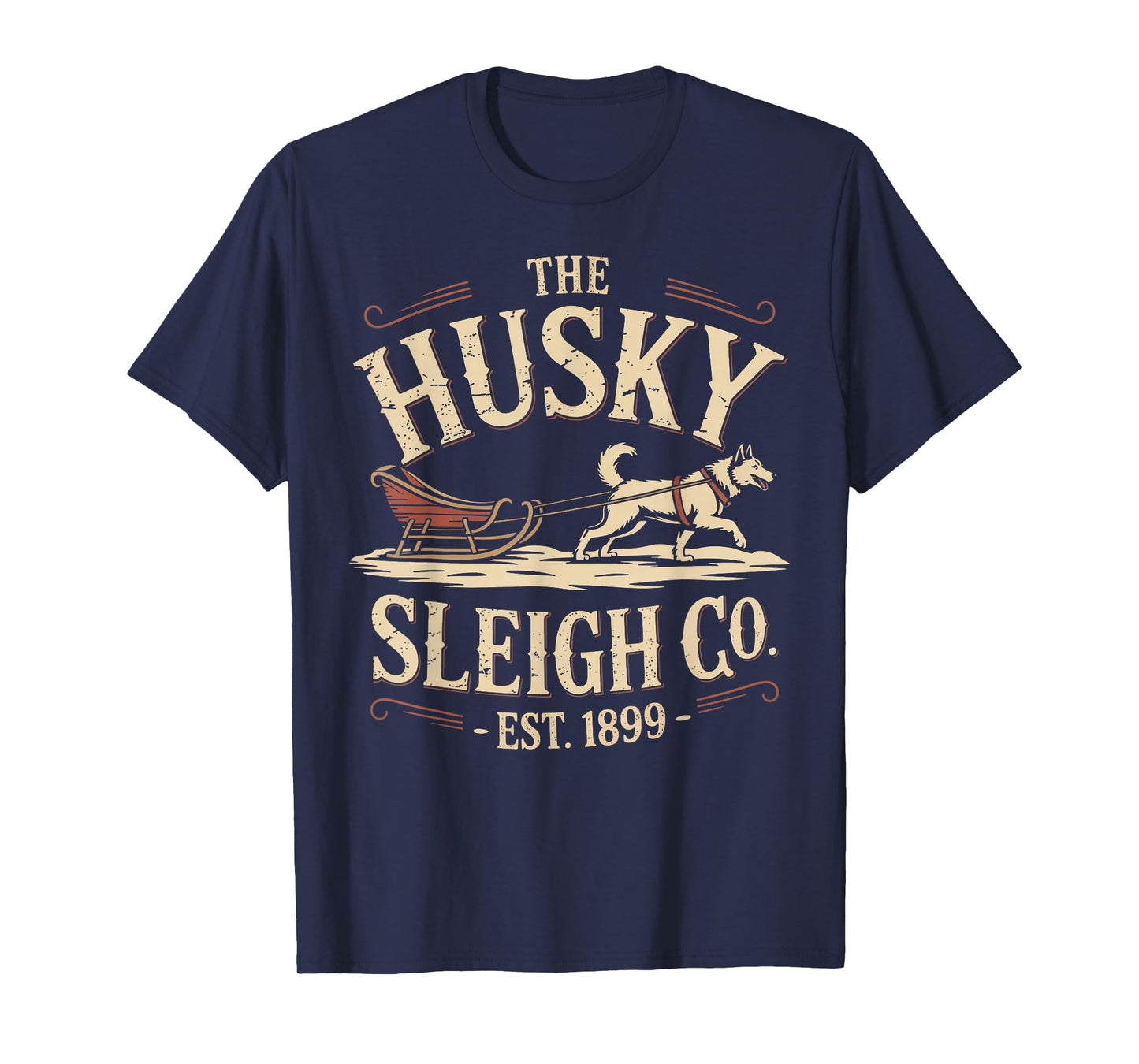 Retro Husky Sleigh Co - Vintage Dog Christmas T-Shirt