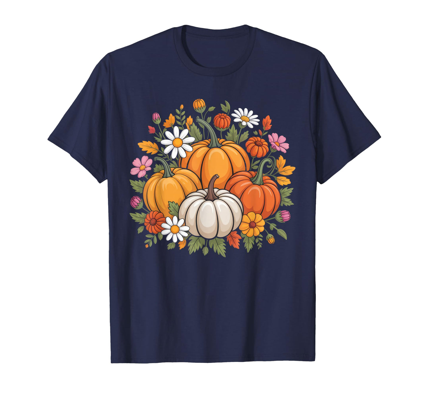 Autumn Harvest Pumpkins Floral Art for Nature Lovers T-Shirt