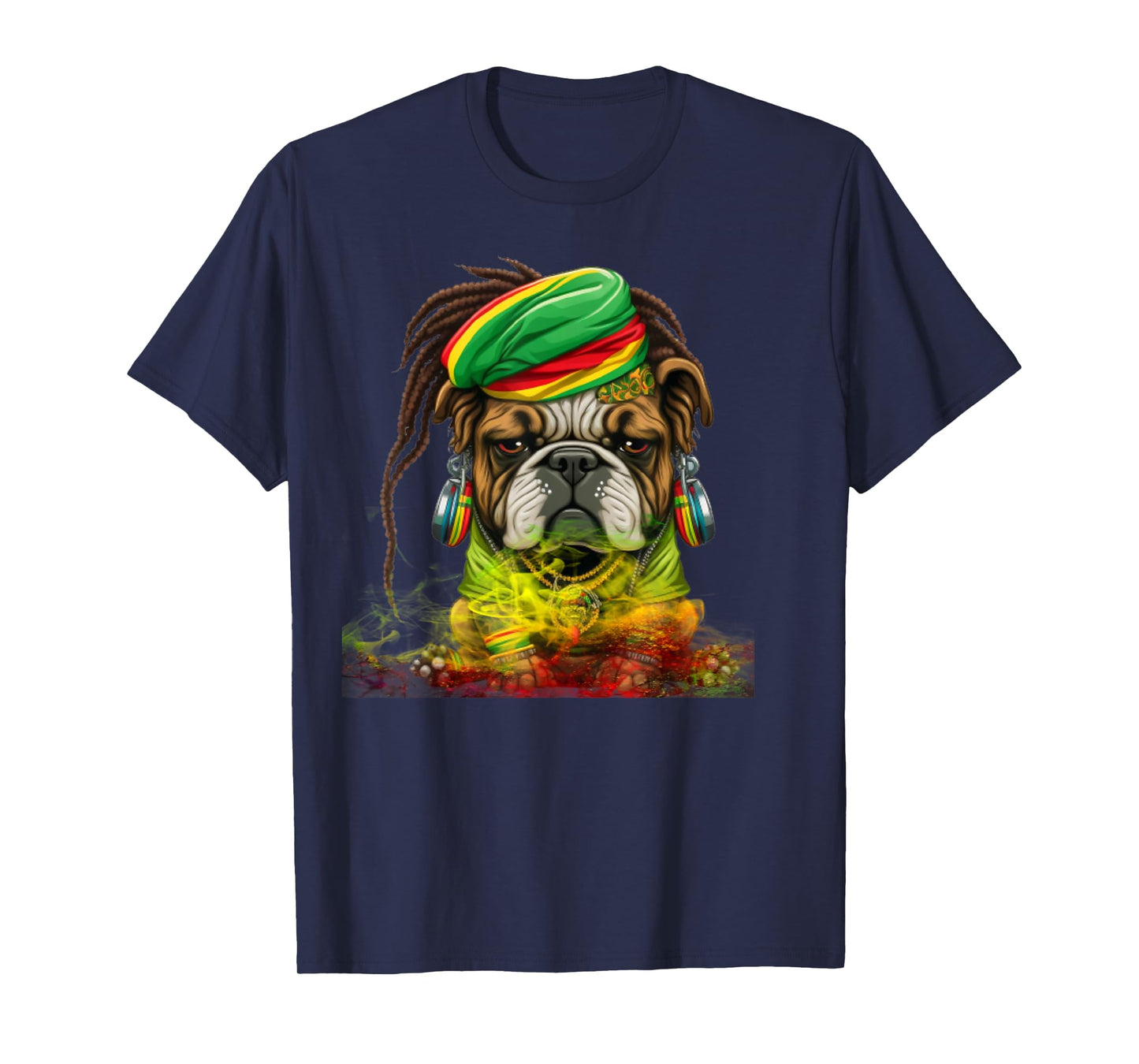 Rasta Dog Stylish Rastafari Bulldog Reggae & Jamaica Vibes T-Shirt