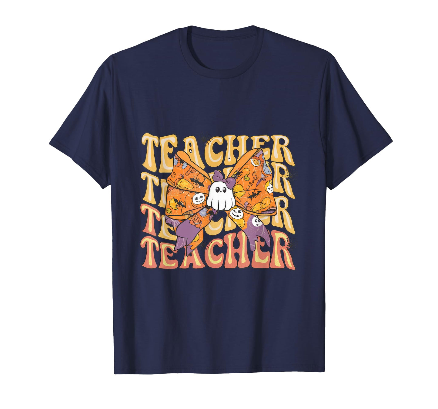 Spooky Ghost Coquette Retro Halloween Teacher Spooky fall T-Shirt