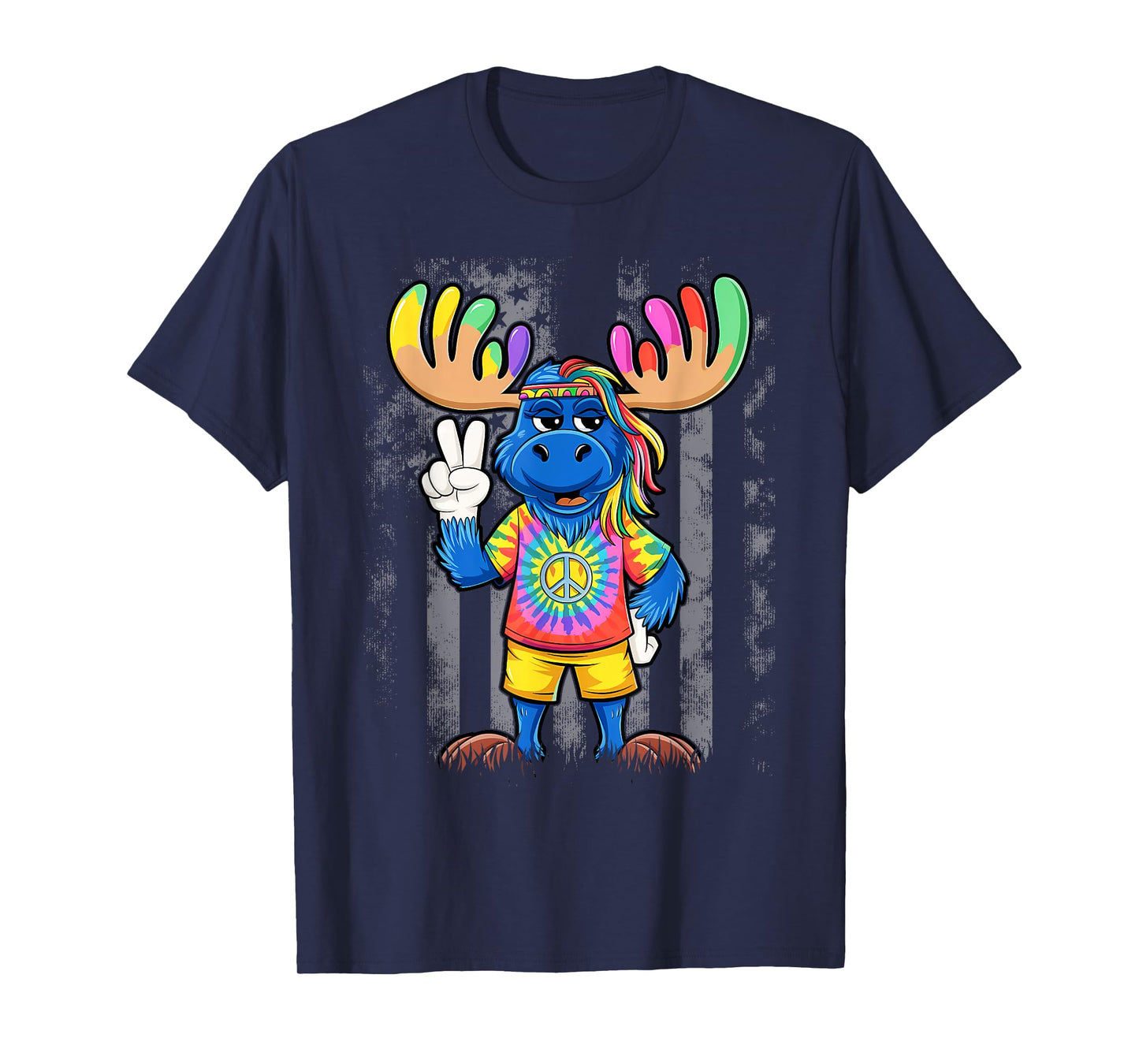 Peace Sign Tie Dye Moose T-Shirt