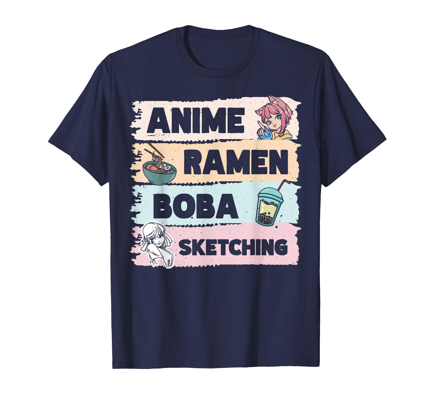 Japanese Manga Otaku Sketch Artist Bubble Tea Anime Ramen Boba Sketching T-Shirt