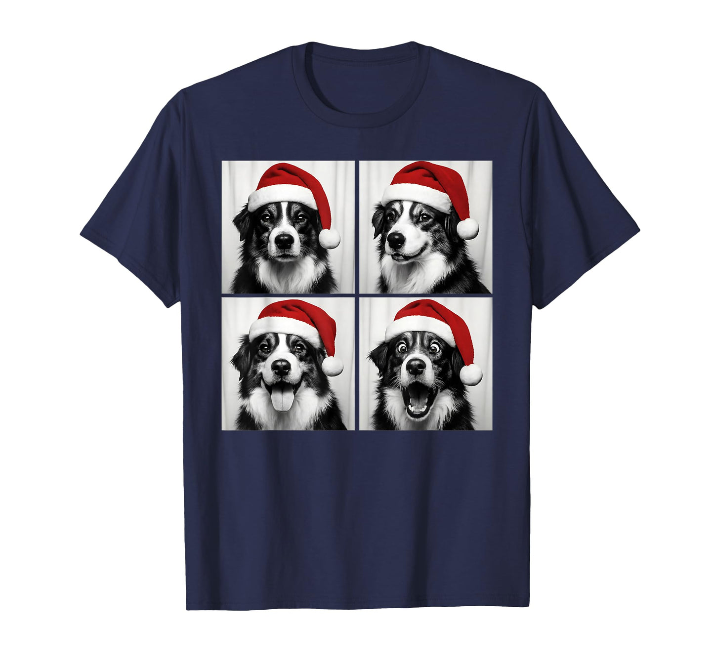 Funny Christmas Australian Shepherd Santa Photo Booth T-Shirt