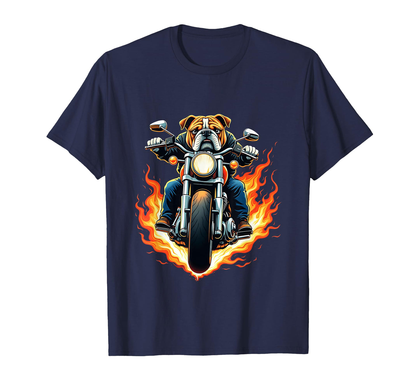 Bulldog Riding a Motorcycle Design Funny Bulldog T-Shirt