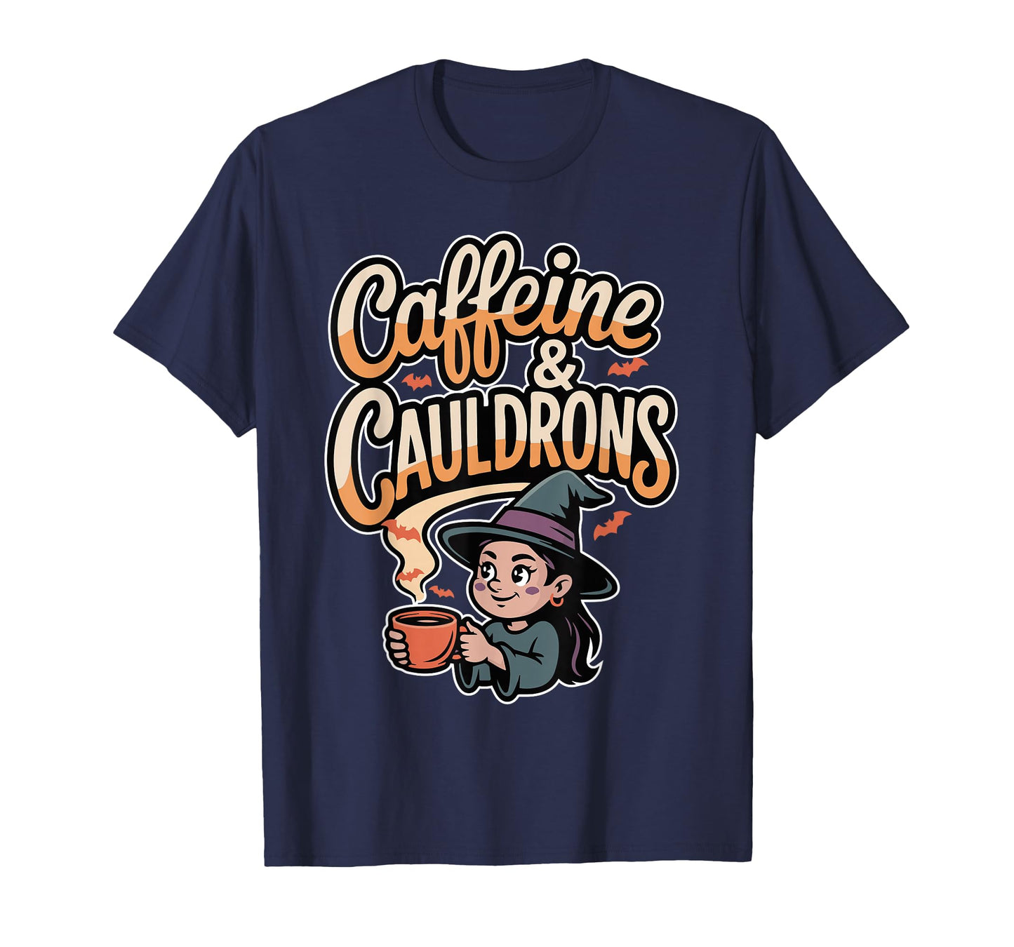 Caffeine and Cauldrons Cute Witch Coffee Halloween Girls T-Shirt