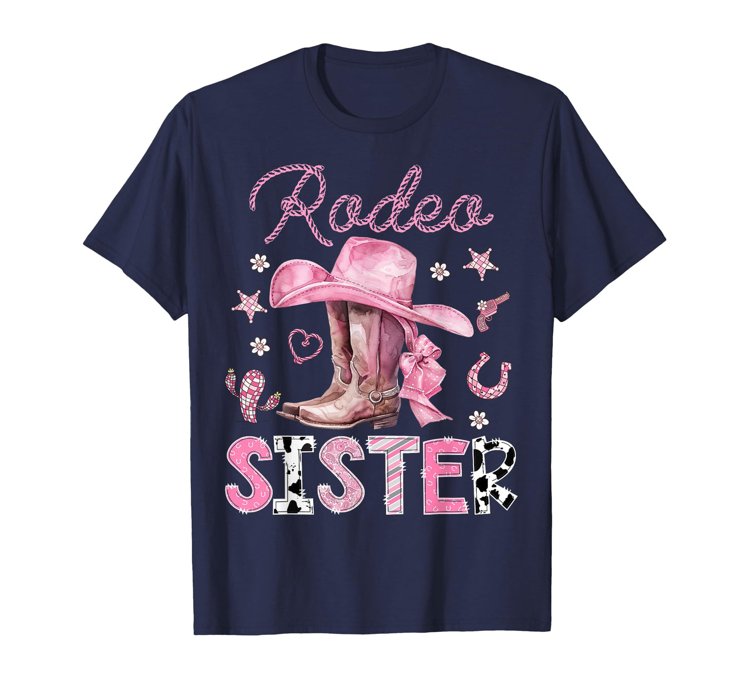 Rodeo Sister Pink Boots Coquette CowGirl 1St Birthday T-Shirt