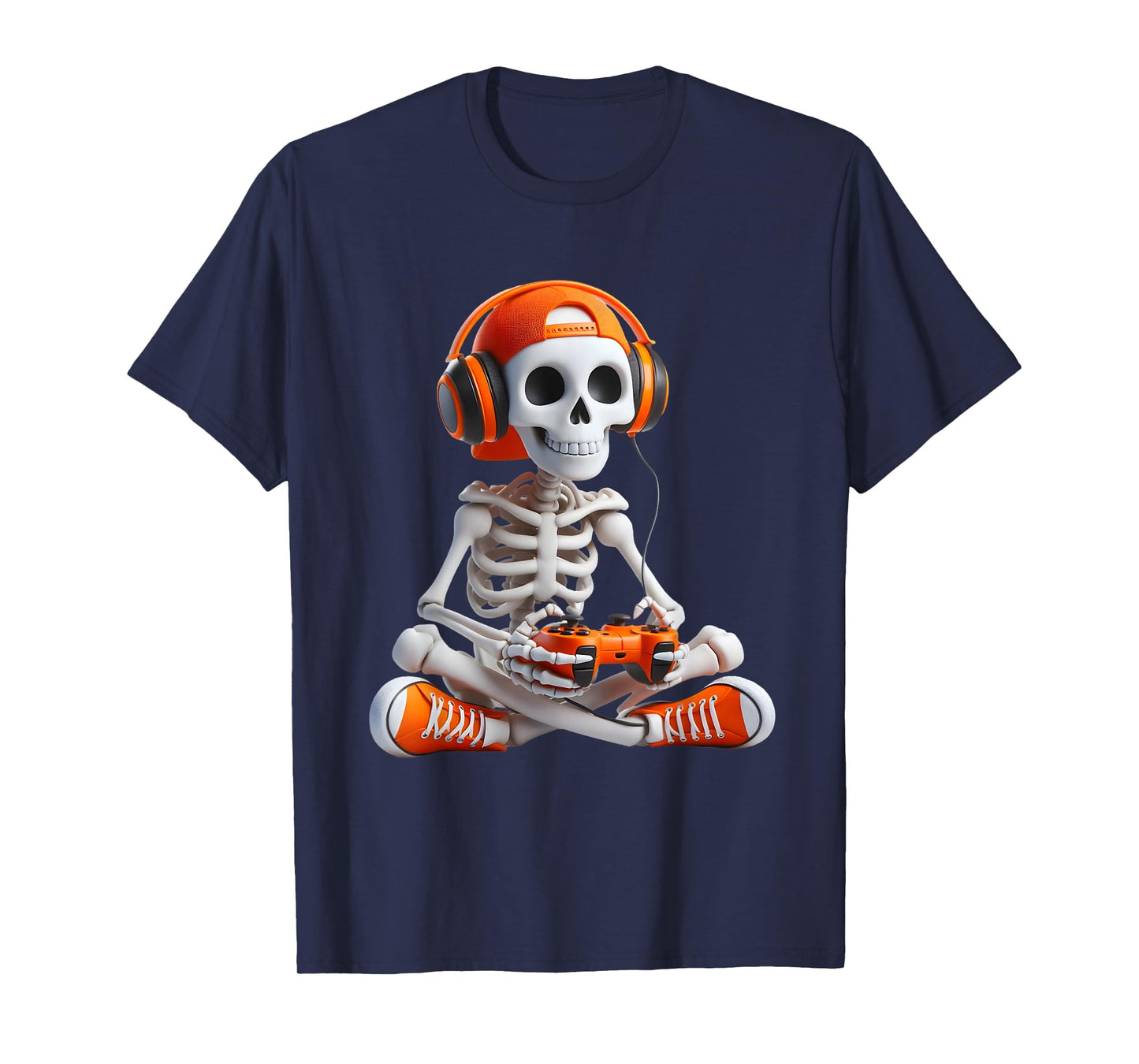 Gaming Skeleton Halloween Gamer Video Games Boys Men Kids T-Shirt
