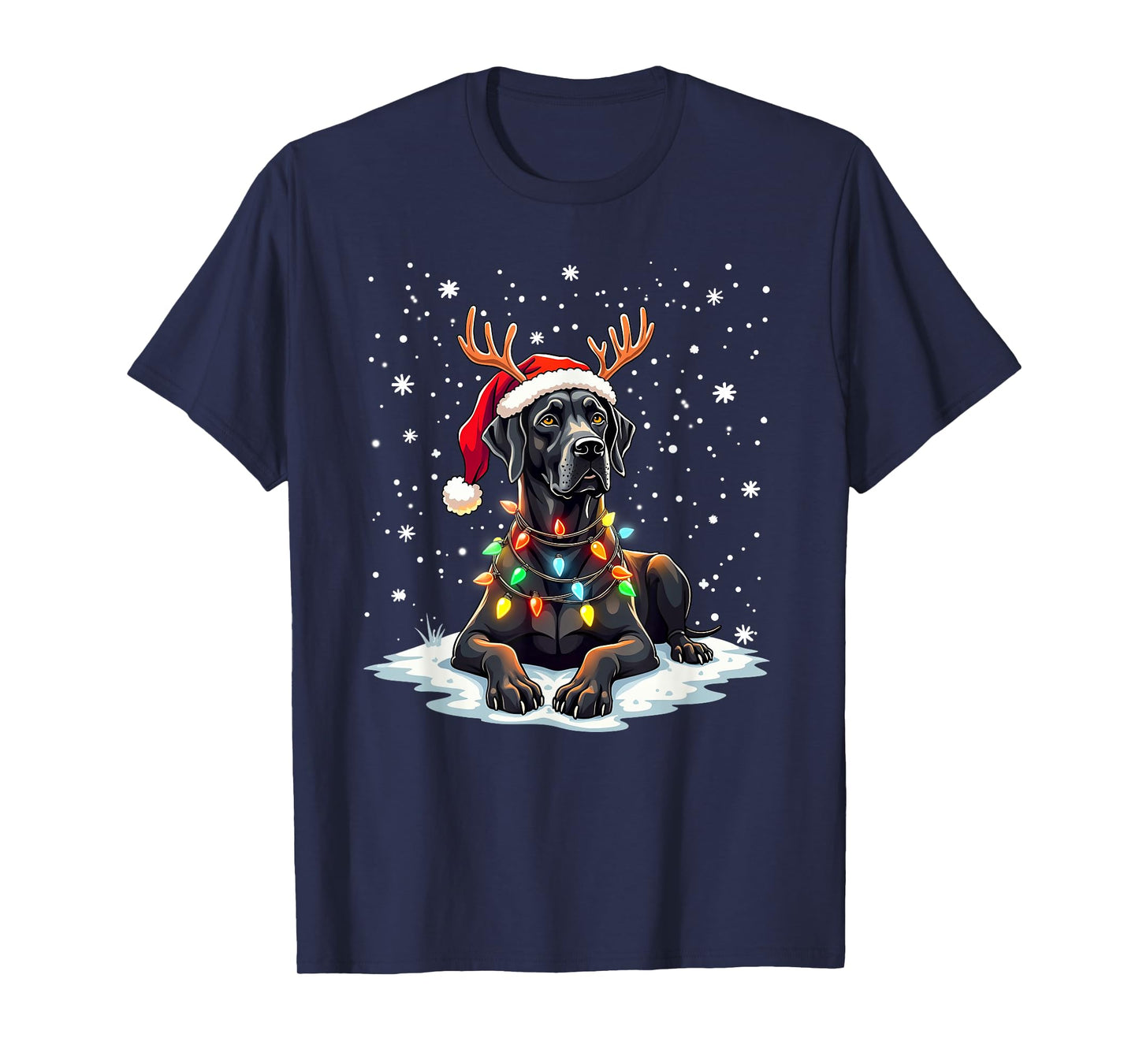 Black Lab Labrador Dog Christmas Tree Xmas Pajama Santa Hat T-Shirt