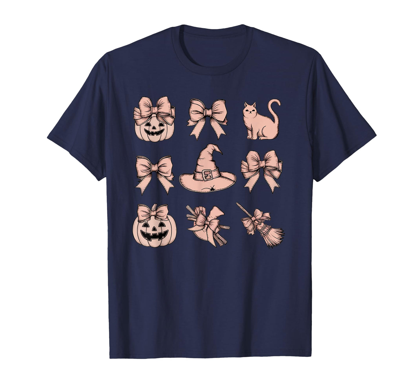 Pumpkin Cat Halloween Coquette Bow Pumpkin For Women Girls T-Shirt