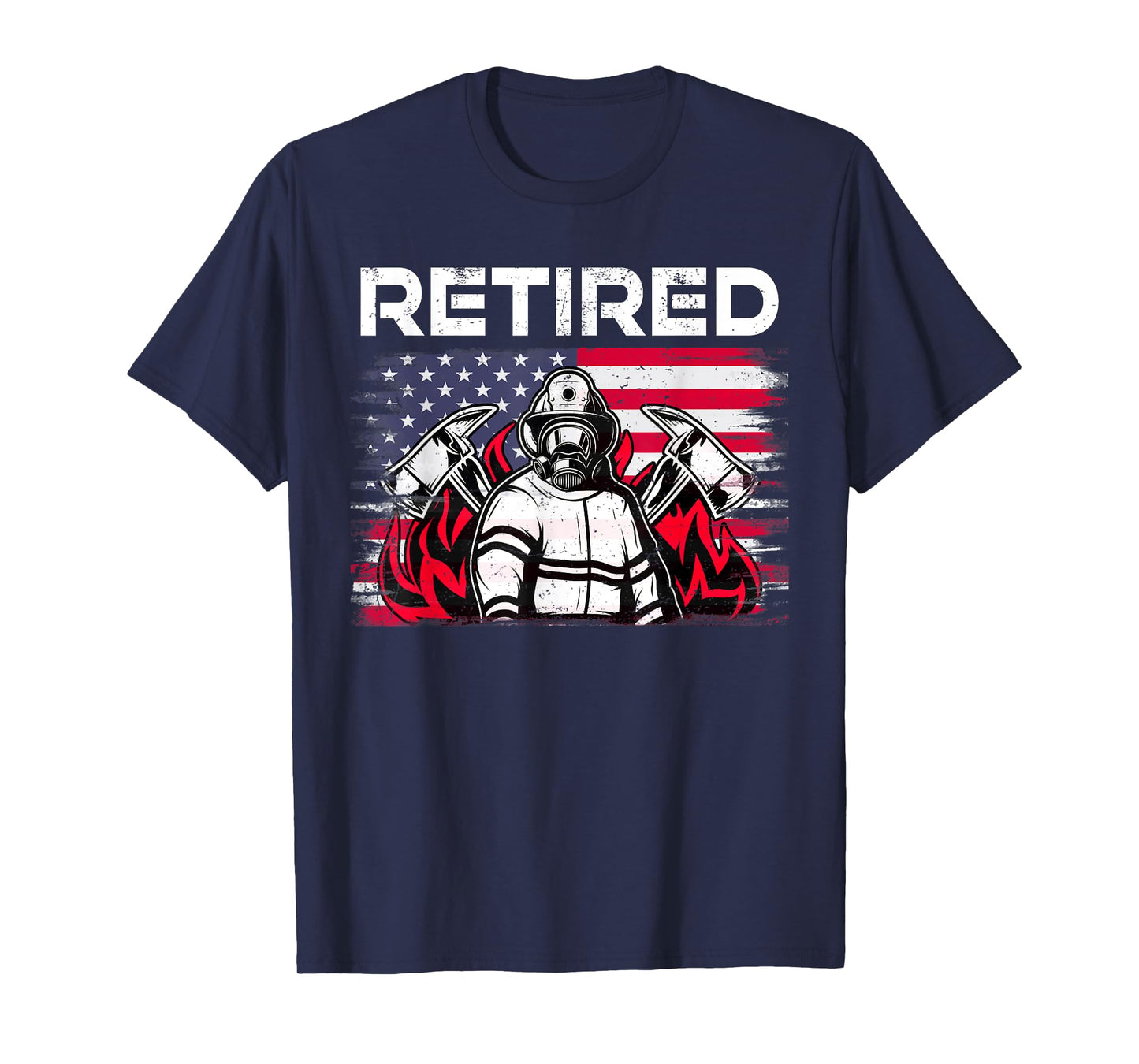 Retired Firefighter Retirement USA Flag Thin Red Line Men T-Shirt