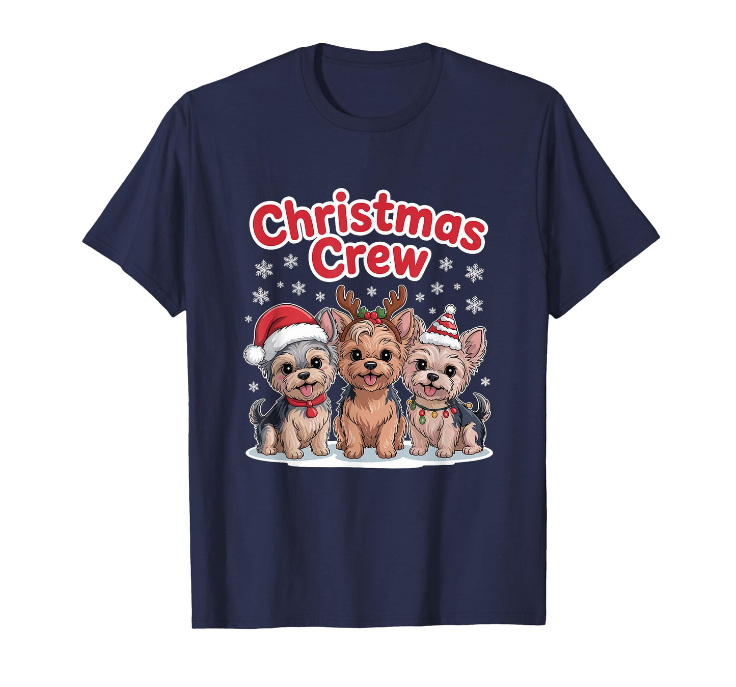 Christmas Crew Puppy Dog Funny Christmas Yorkshire Terrier T-Shirt