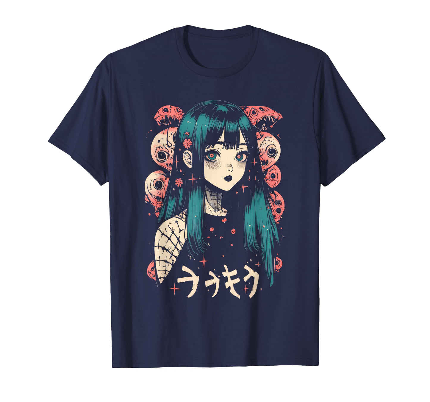 Goth Grunge Demon Anime Girl Waifu Horror Alt Aesthetic T-Shirt