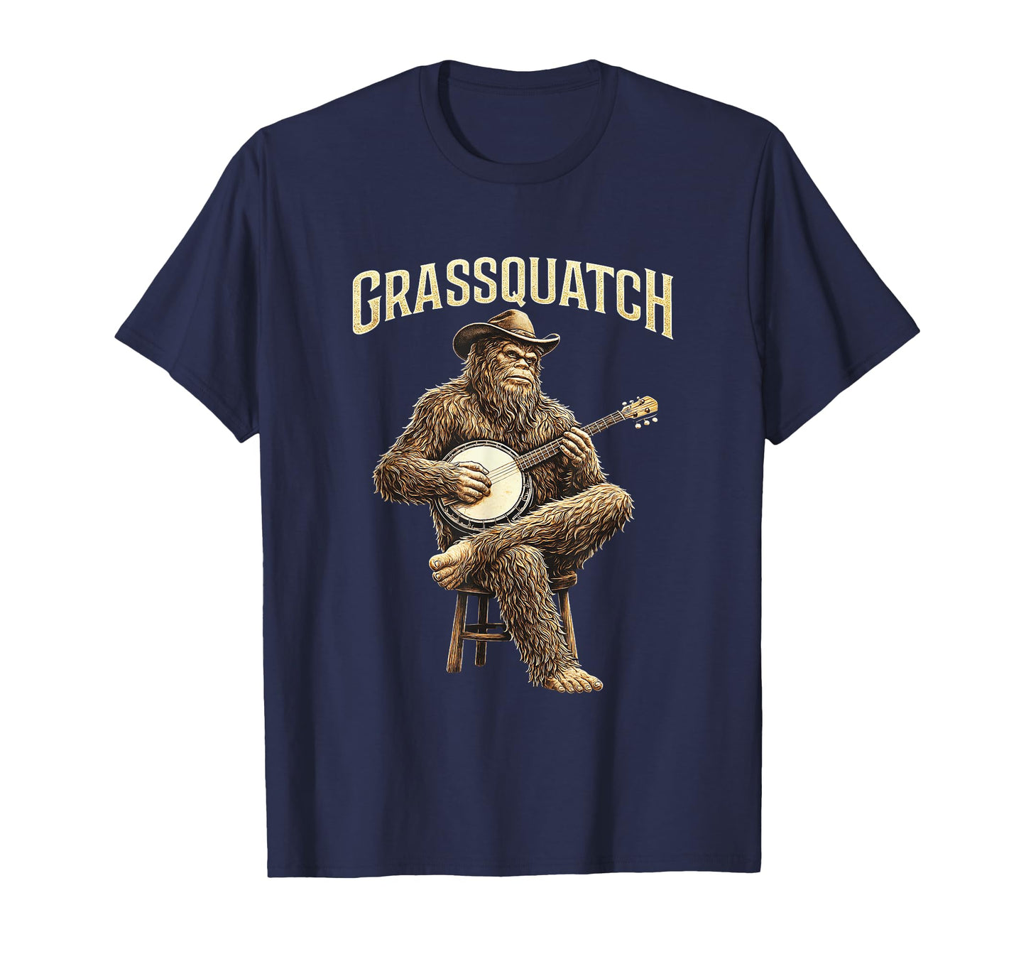 Bigfoot Grassquatch Banjo Player Bluegrass Music Banjoist T-Shirt