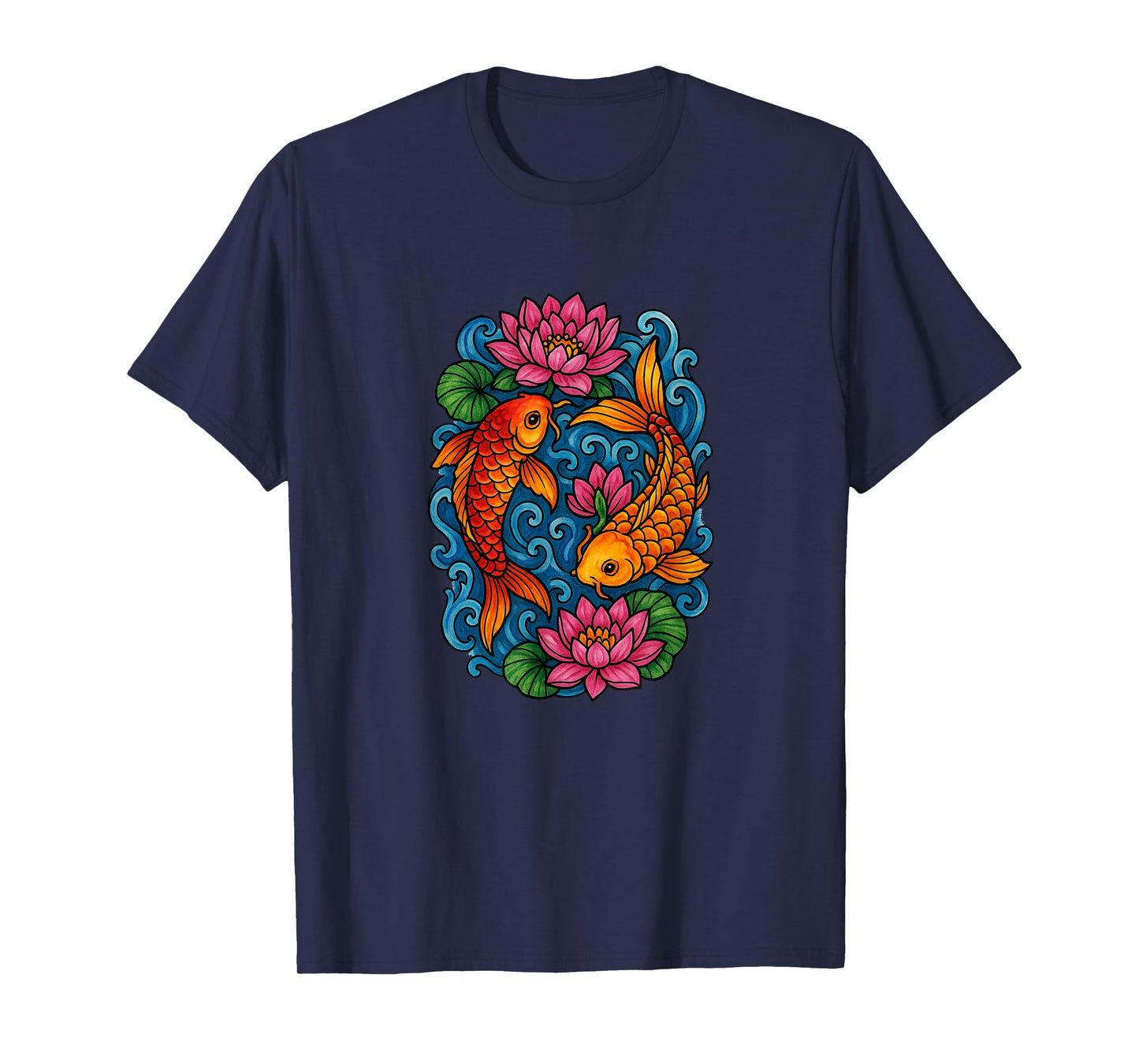 Koi and Lotus Flowers Peaceful Zen Nature Inspired Design T-Shirt