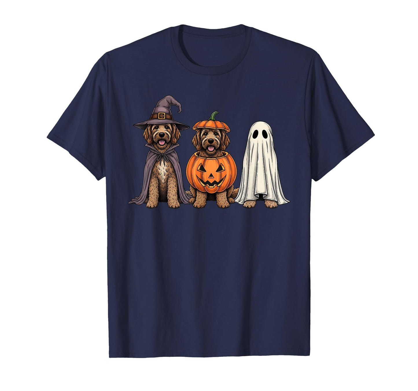 Spooky Ghost Goldendoodle Pumpkin Halloween Doodle Dog Lover T-Shirt