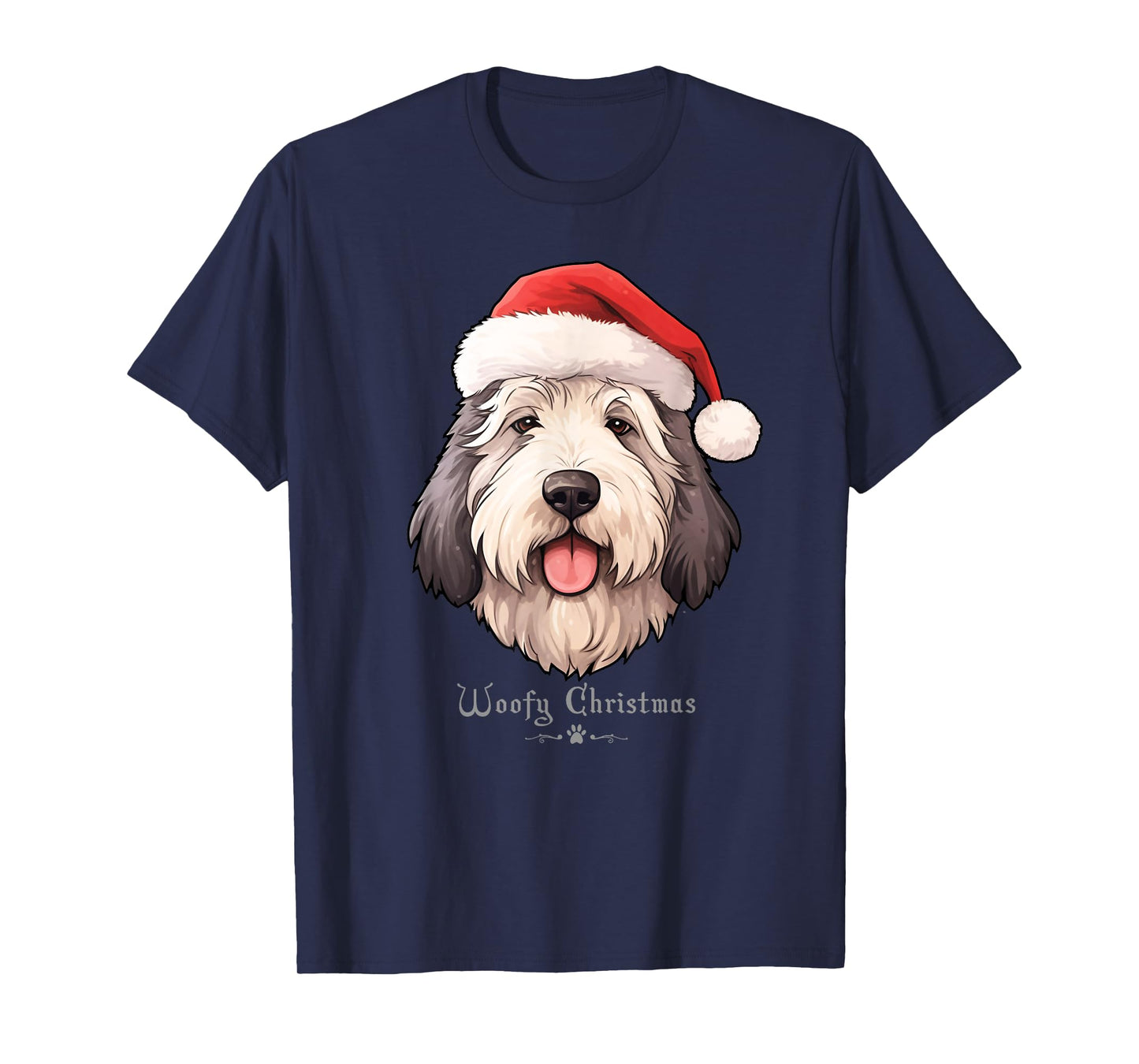 Old English Sheepdog Funny Woofy Christmas Simple Design T-Shirt