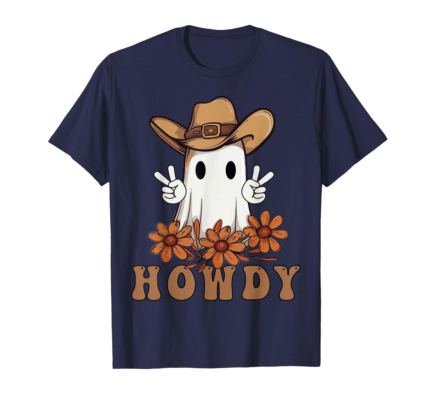 Retro Western Halloween Cowboy Ghost Howdy Cowgirl Ghost Boo T-Shirt