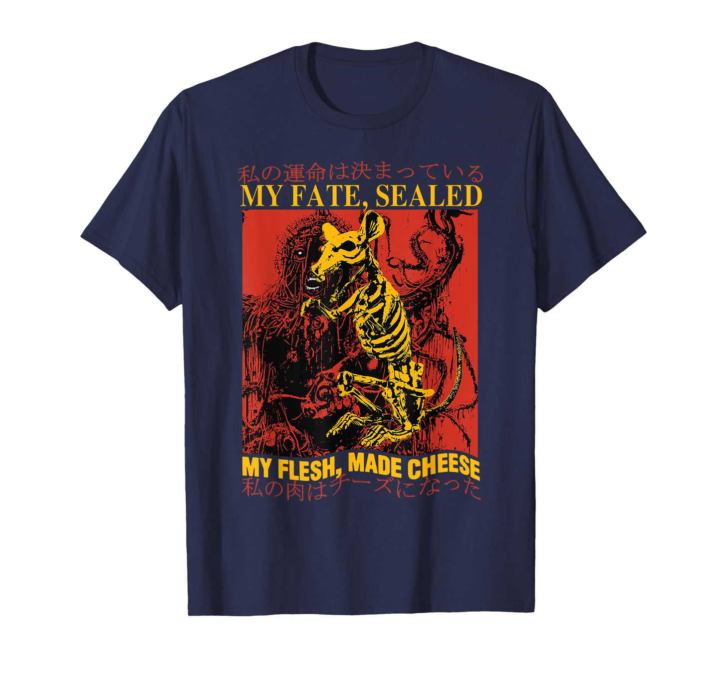 Vintage My Fate Sealed My Flesh Made Cheese Japanese Rat T-Shirt