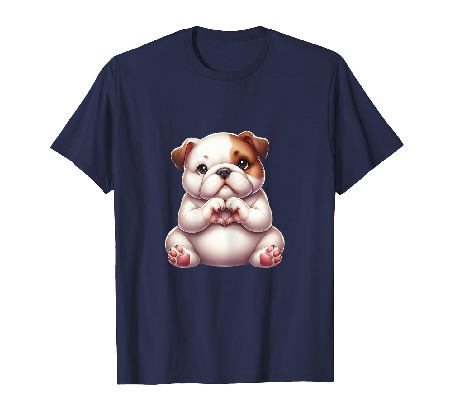 Cute Bulldog Giving Heart Hand Tee - Spread Love and Joy T-Shirt