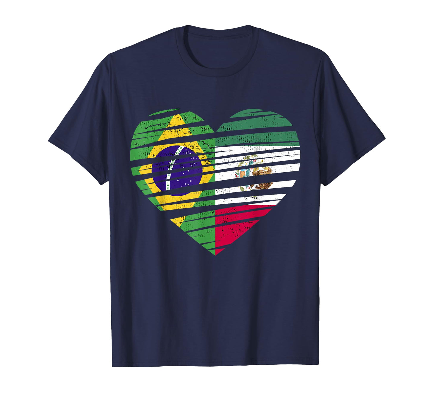 Brazil Mexico Flag Heart Hispanic Grown Brazilian Flag T-Shirt