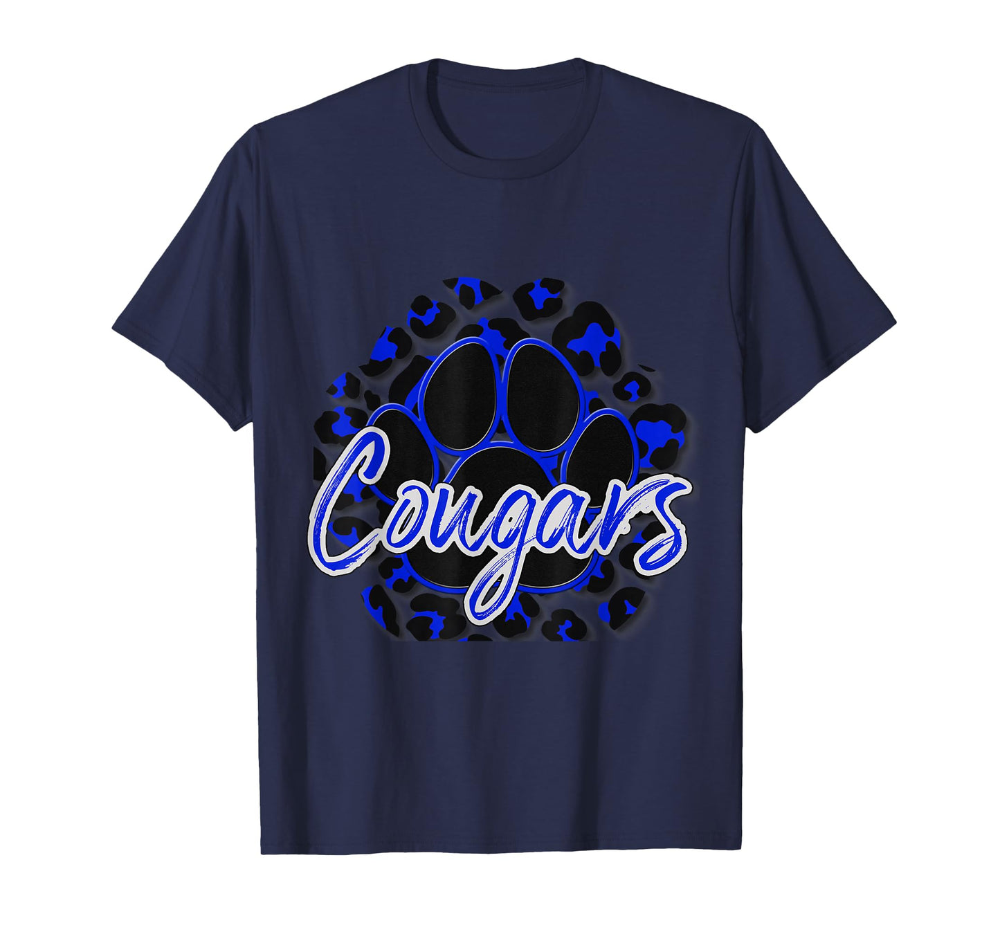 Cougar Blue Black Cheetah School Sports Fan Team Spirit T-Shirt