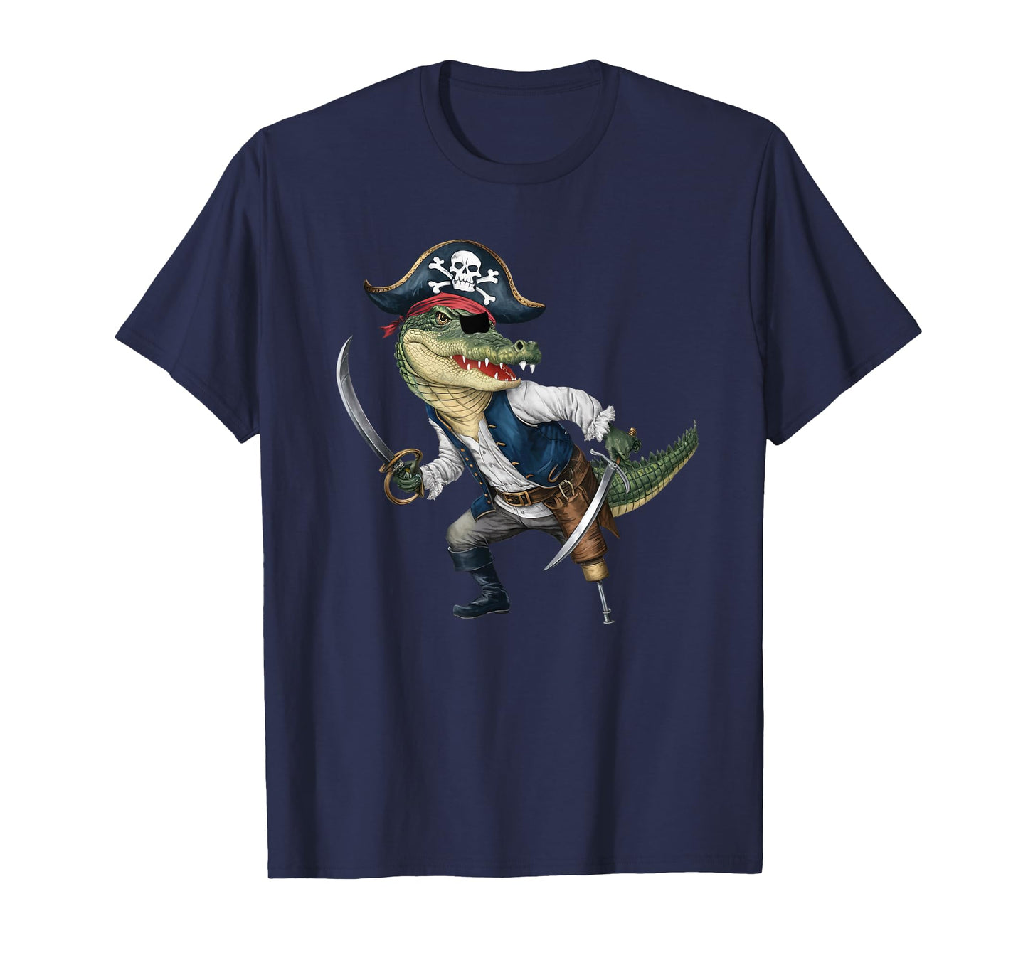 Alligator Pirate Halloween Mens Womens Kids Pirate Funny T-Shirt