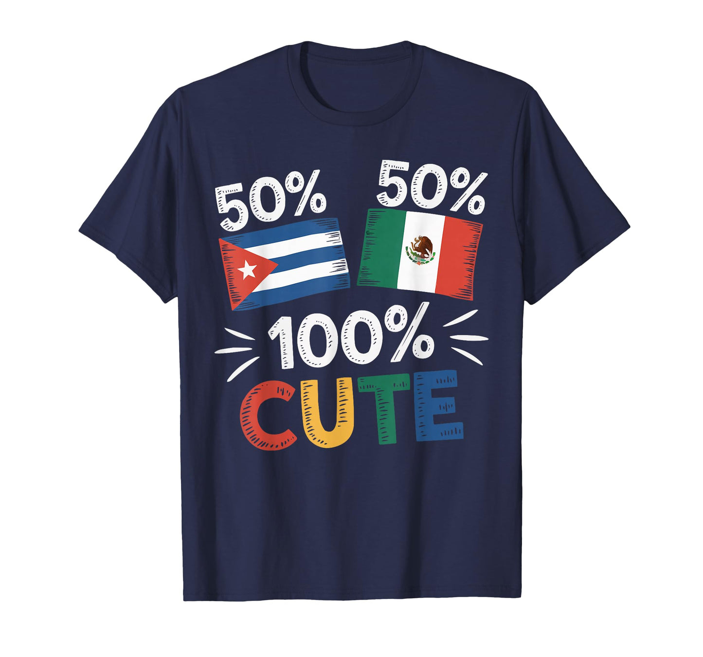 Half Cuban Half Mexican Country Mexico Flag Cuba T-Shirt