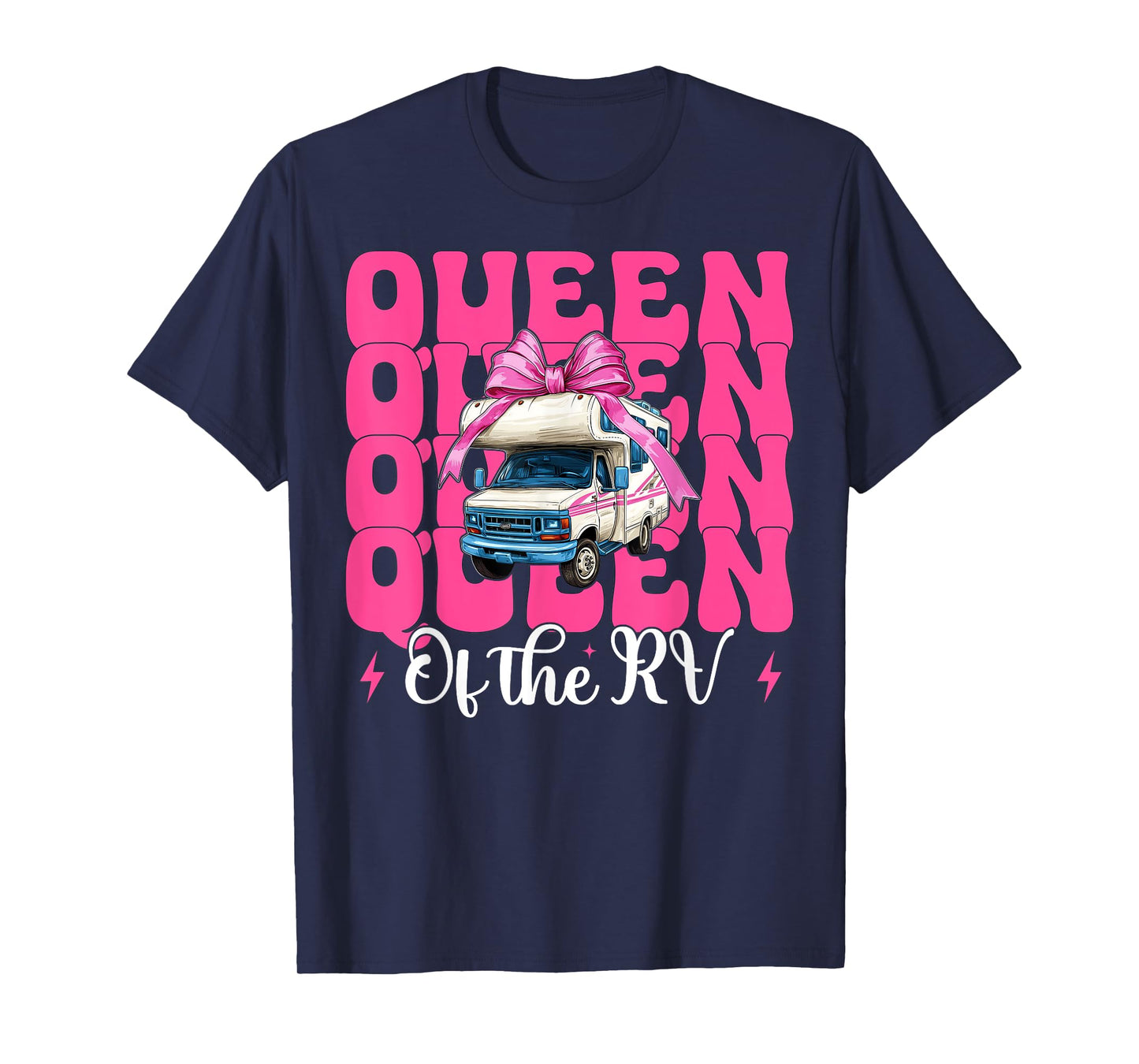Queen of The Rv Camping Camper Motorhome Girl Mom Coquette T-Shirt