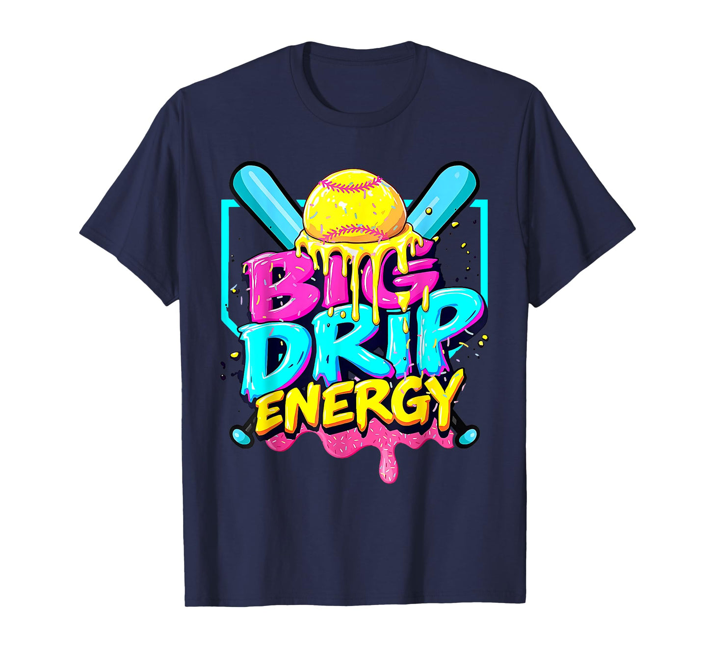 Softball Drip For Girls Ice Cream Drip Youth Girls Softball T-Shirt