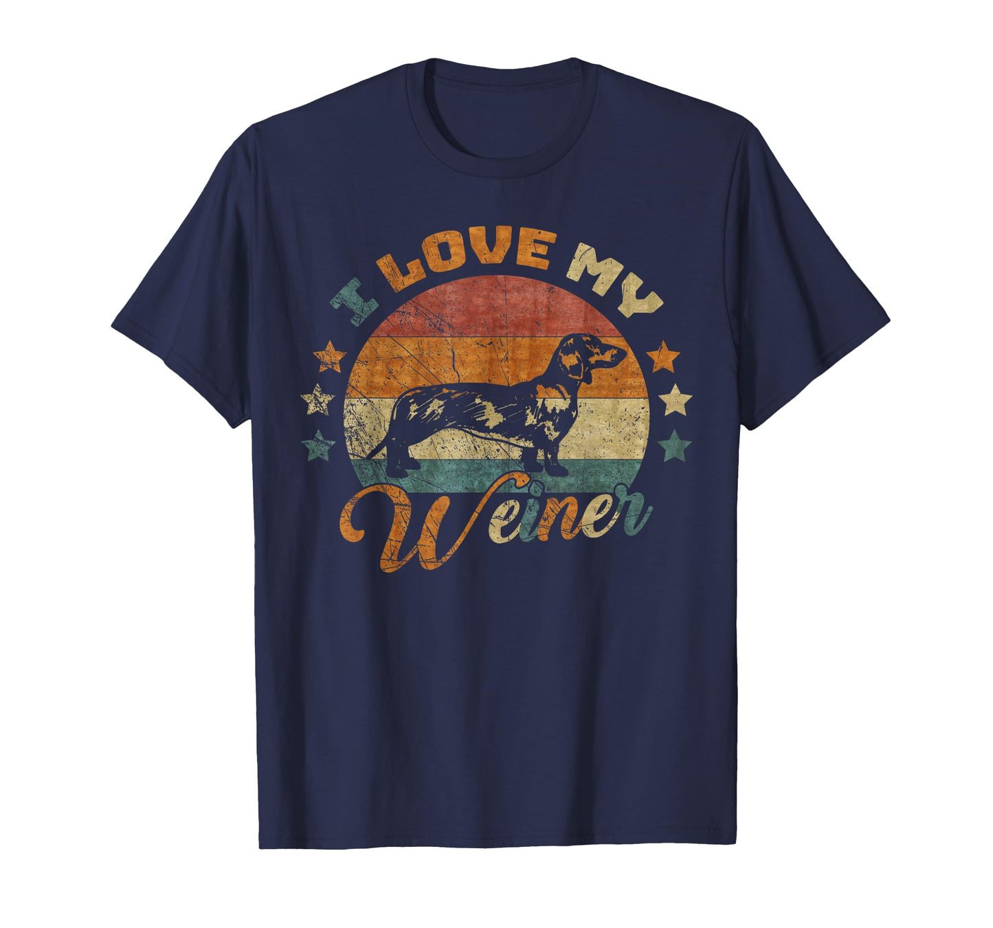 Vintage Retro I Love My Dachshund Dog Funny Weiner Lover Men Women Kids T-Shirt