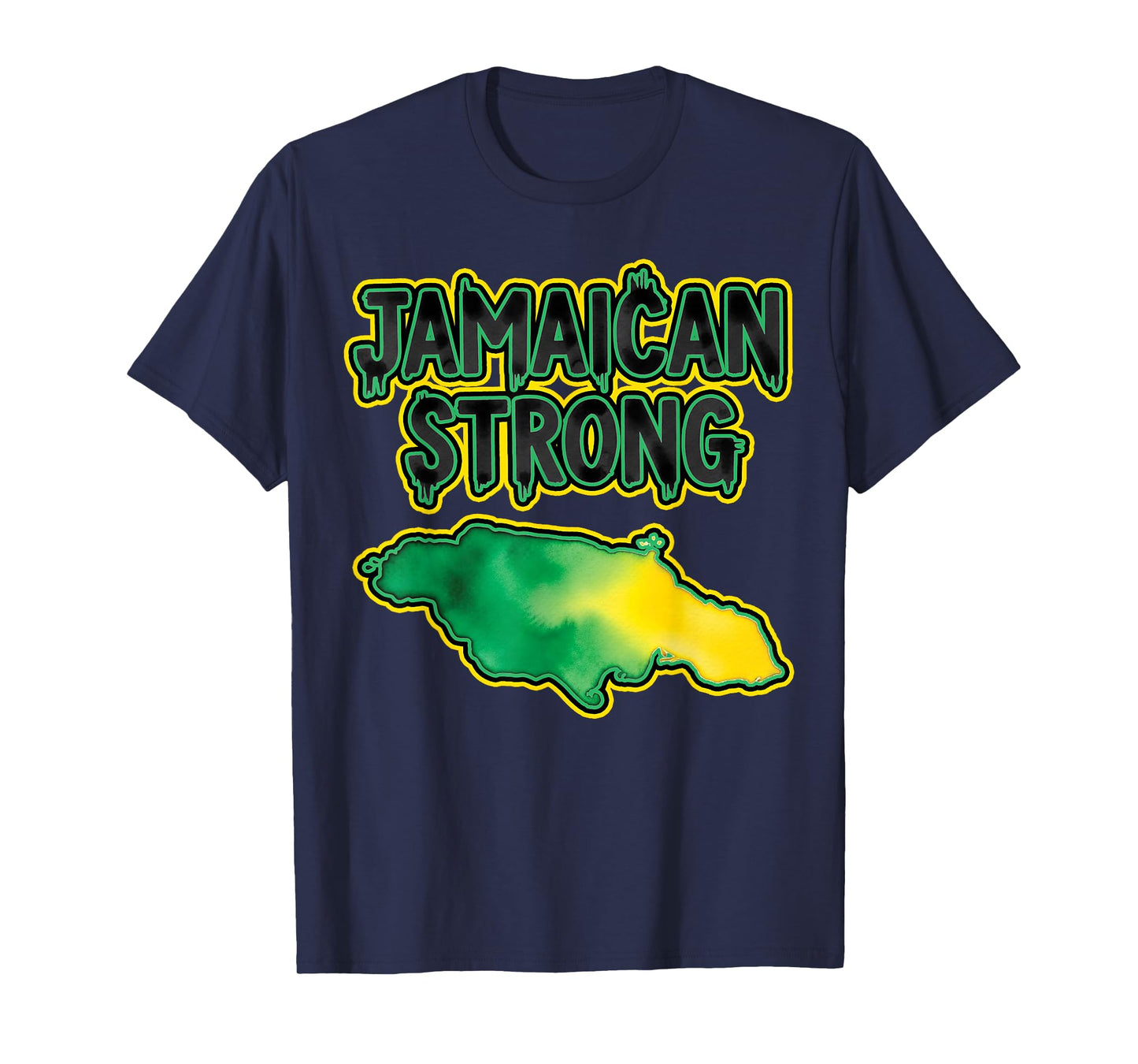 Jamaica Strong Shirt Watercolor Style Country Map Design T-Shirt