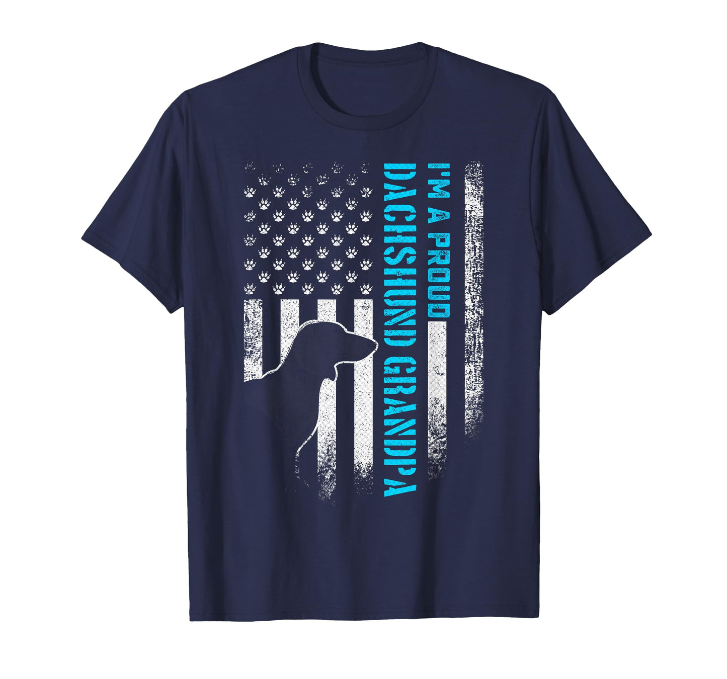 Vintage USA Flag I'm A Proud Dachshund Dog Grandpa Wiener T-Shirt