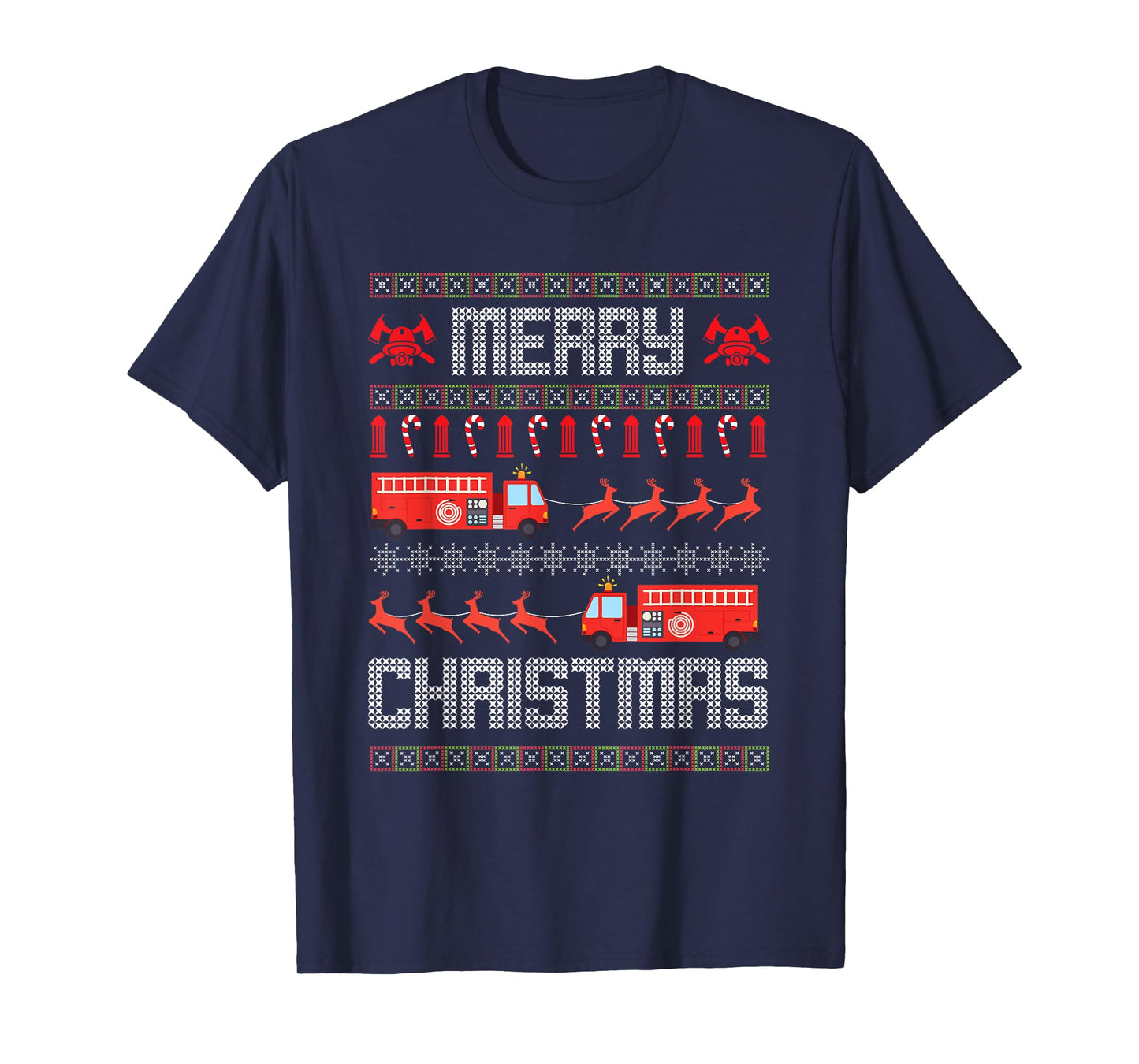 Christmas Firefighter Merry Christmas Fire Truck Costume T-Shirt